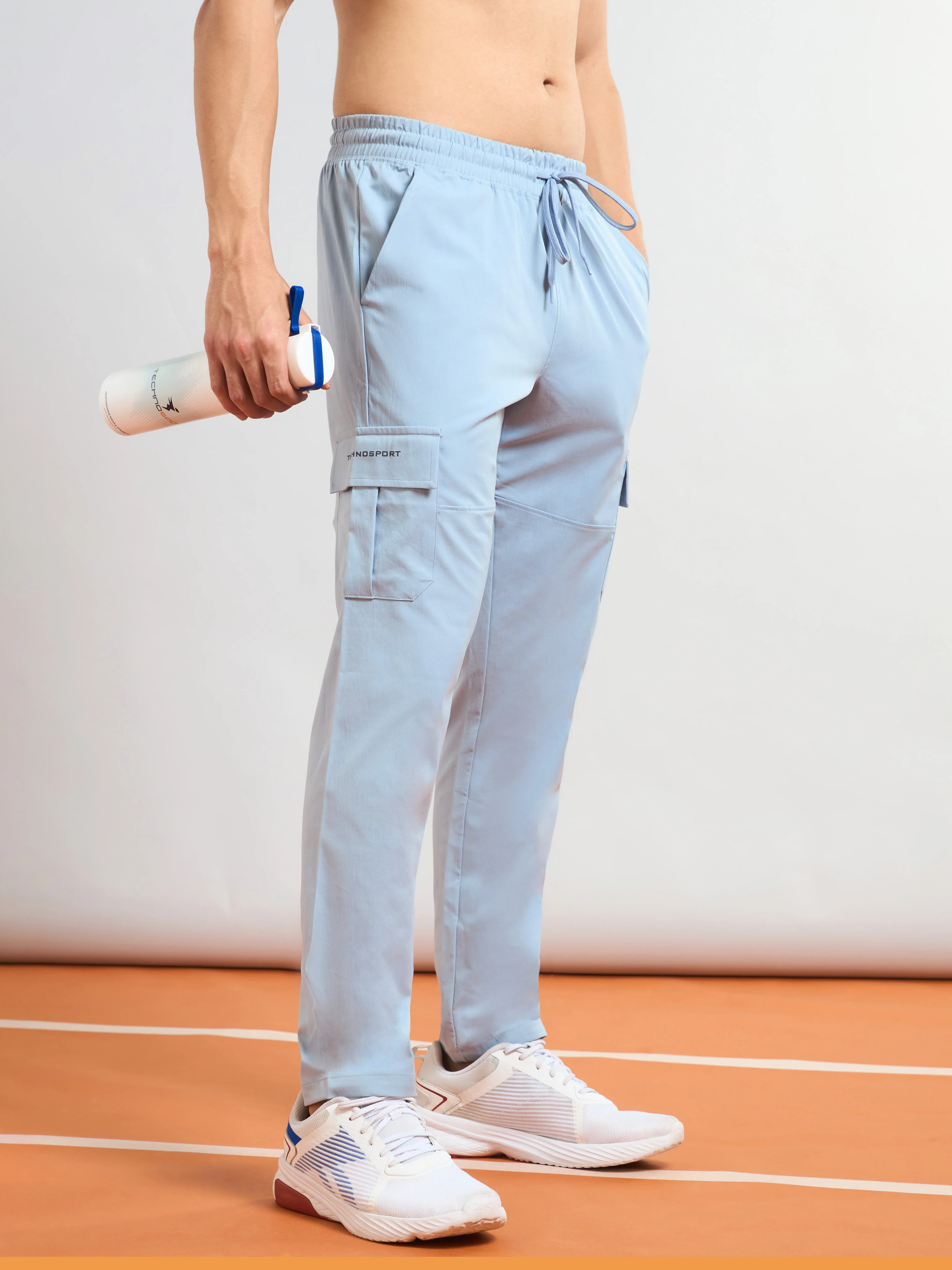 Men Solid Relax Fit Sports Cargo Trackpants with TS FLEXI - Image 4