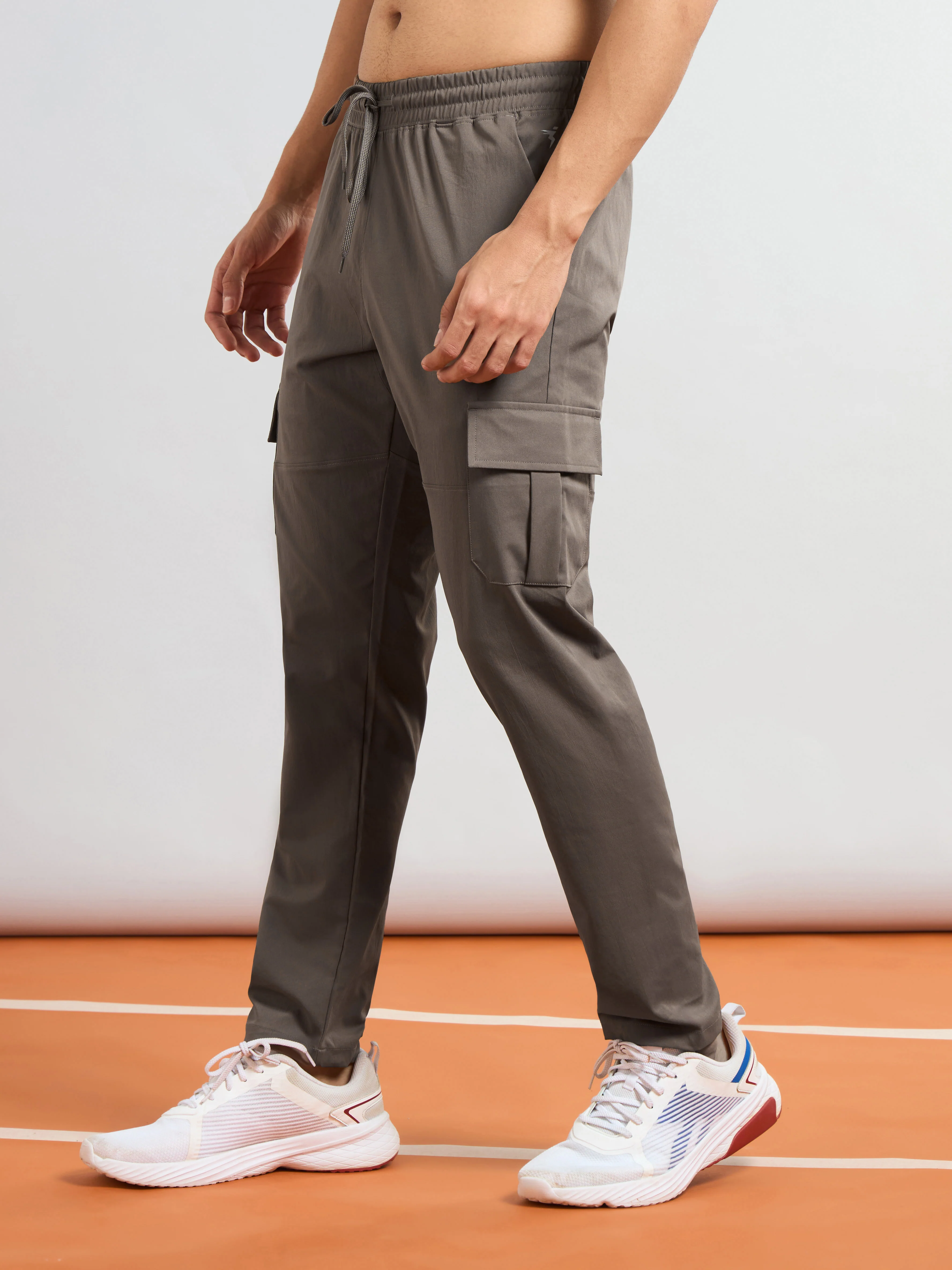 Men Solid Relax Fit Sports Cargo Trackpants with TS FLEXI - Image 4