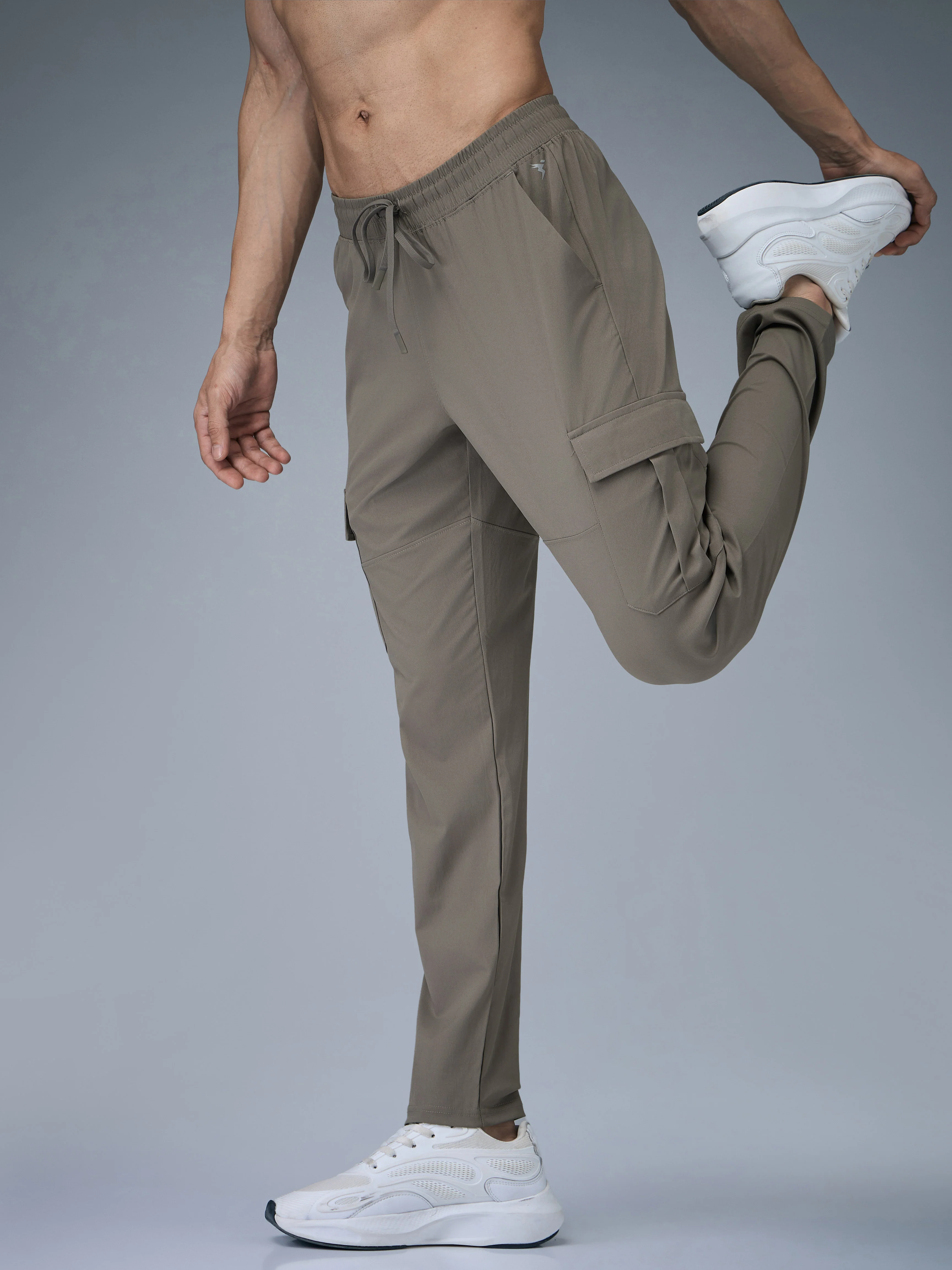 Men Solid Relax Fit Sports Cargo Trackpants with TS FLEXI - Image 3