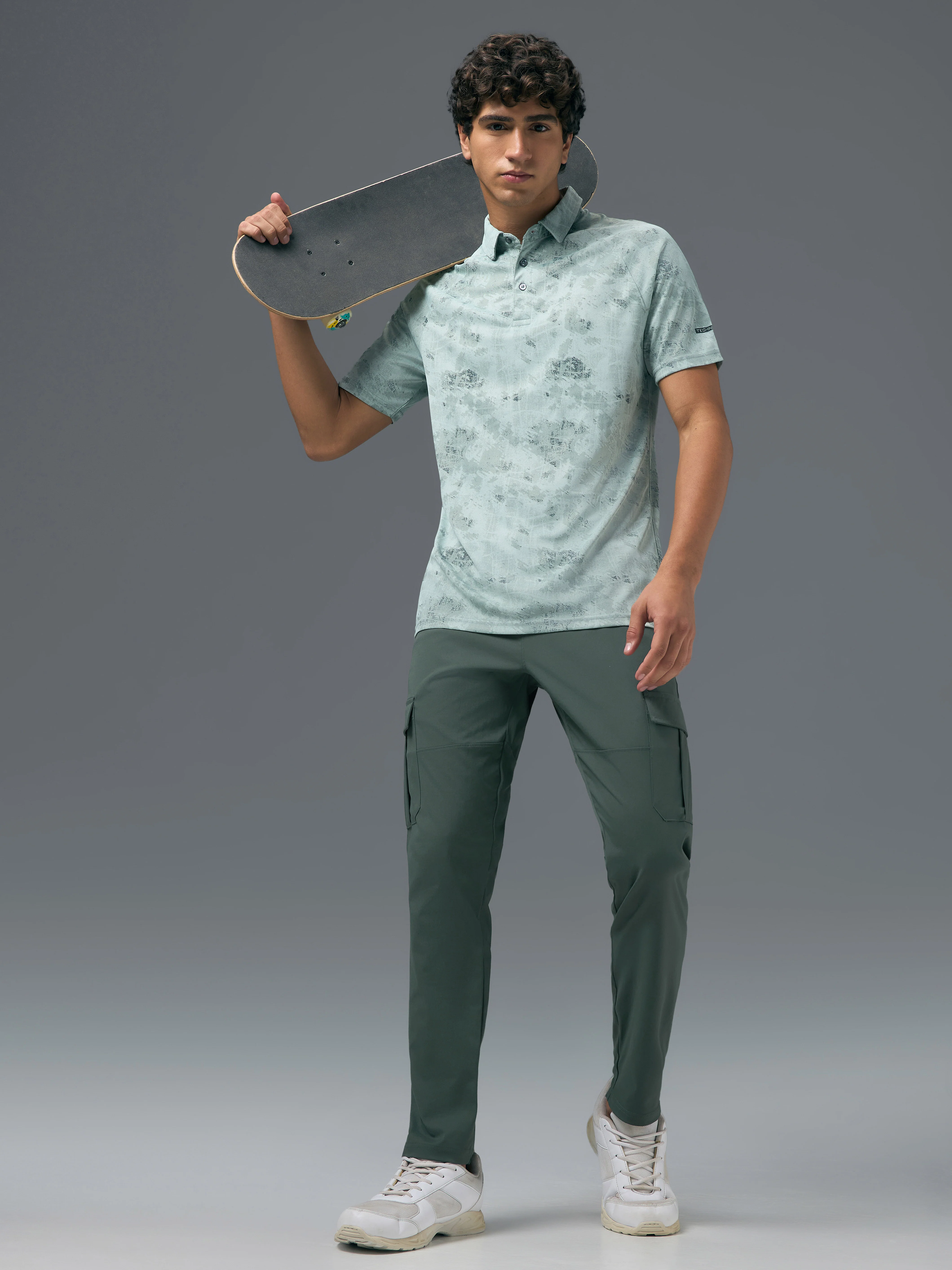 Men Solid Relax Fit Sports Cargo Trackpants with TS FLEXI - Image 5