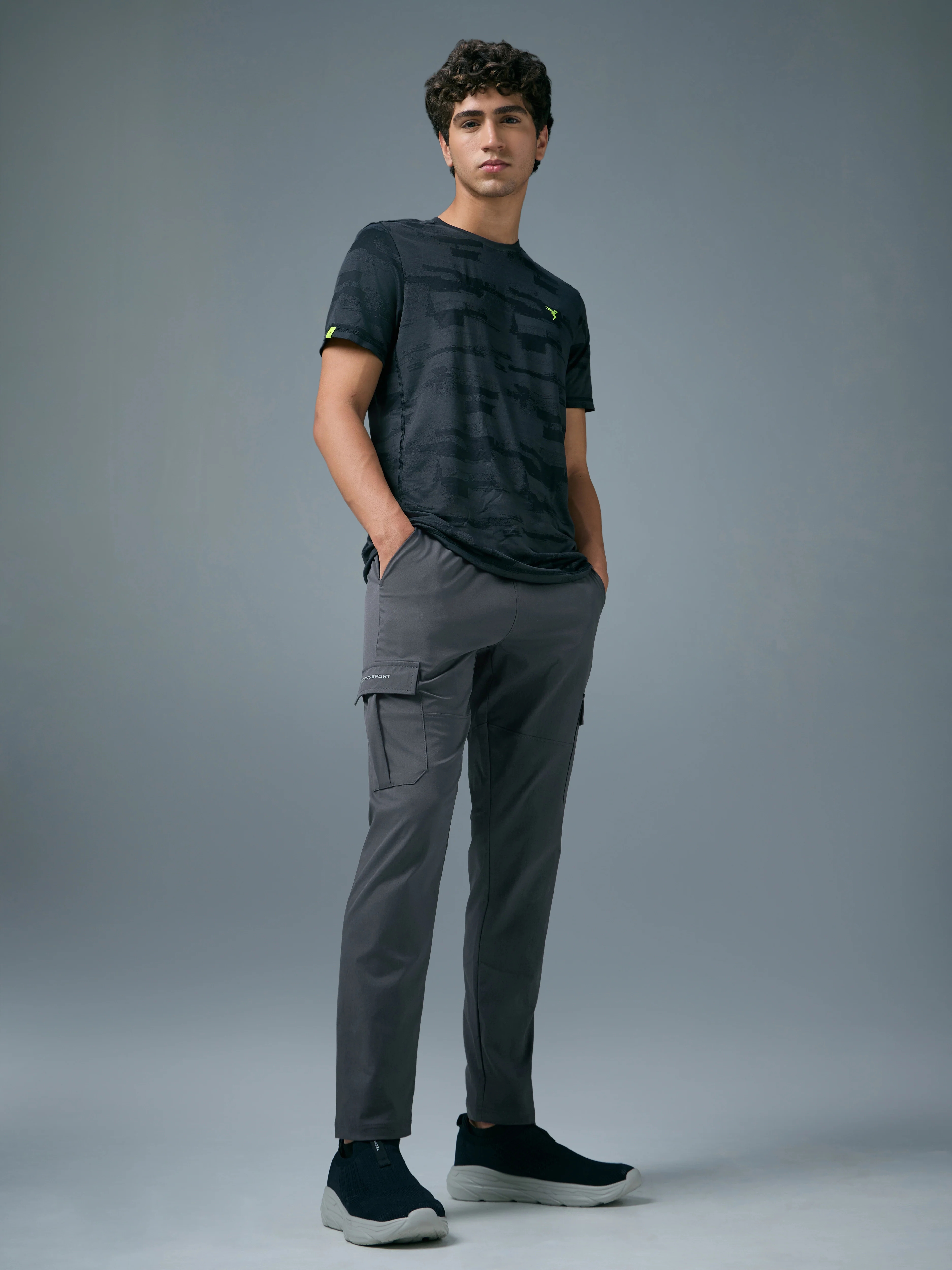 Men Solid Relax Fit Sports Cargo Trackpants with TS FLEXI - Image 5
