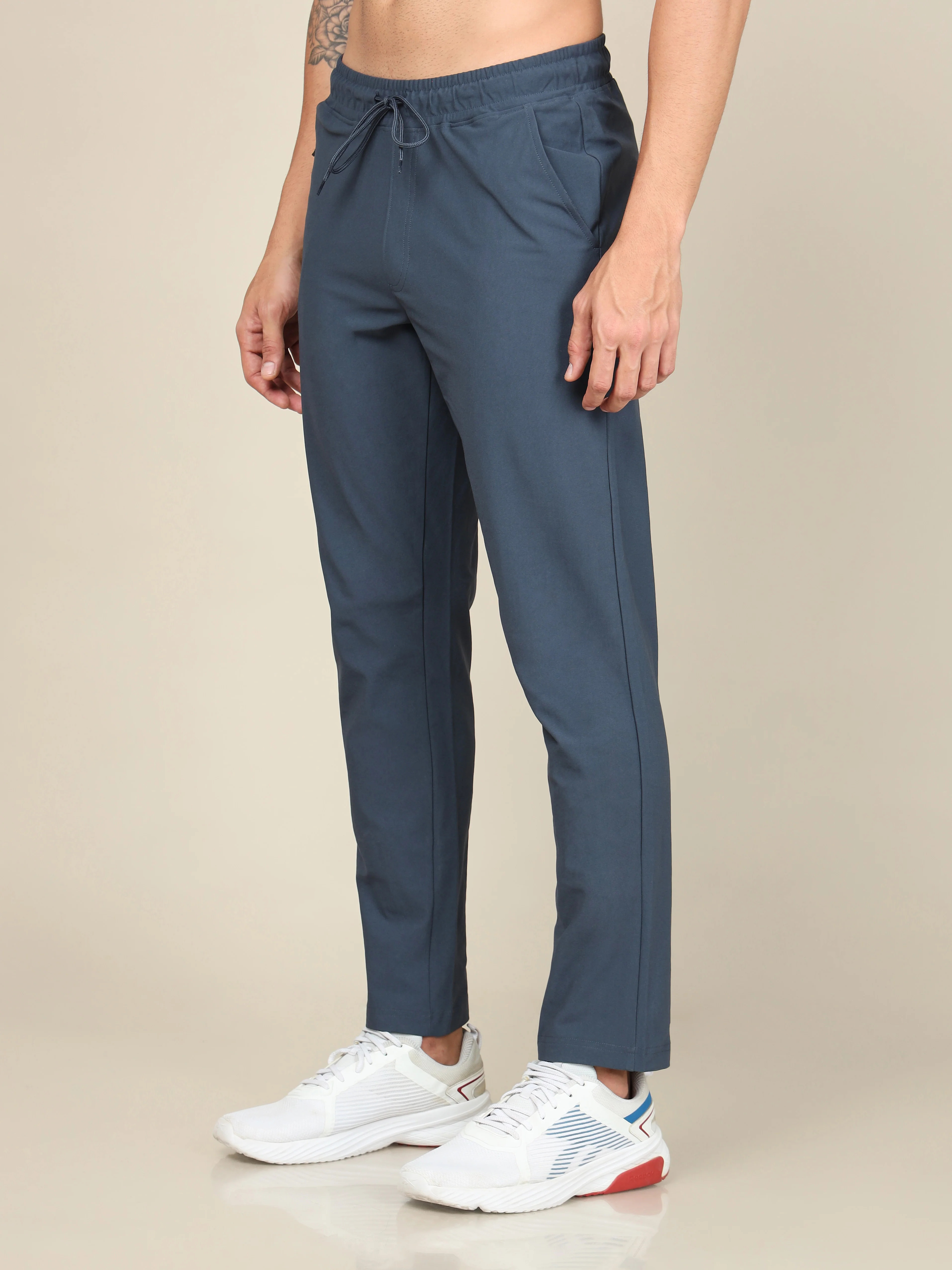 Men Solid Relax Fit Trackpants with ELASTO PLUS - Image 4