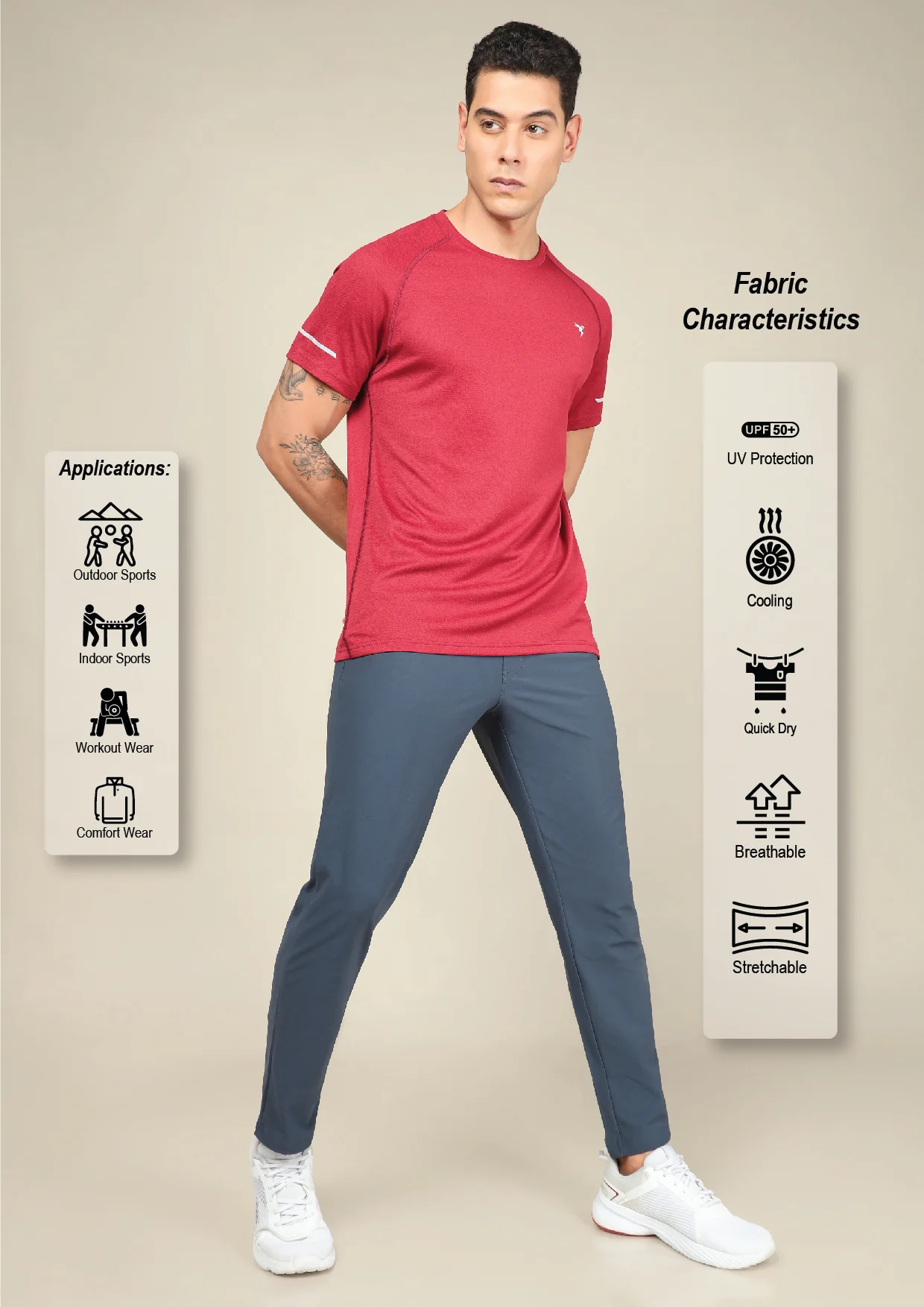 Men Solid Relax Fit Trackpants with ELASTO PLUS - Image 5
