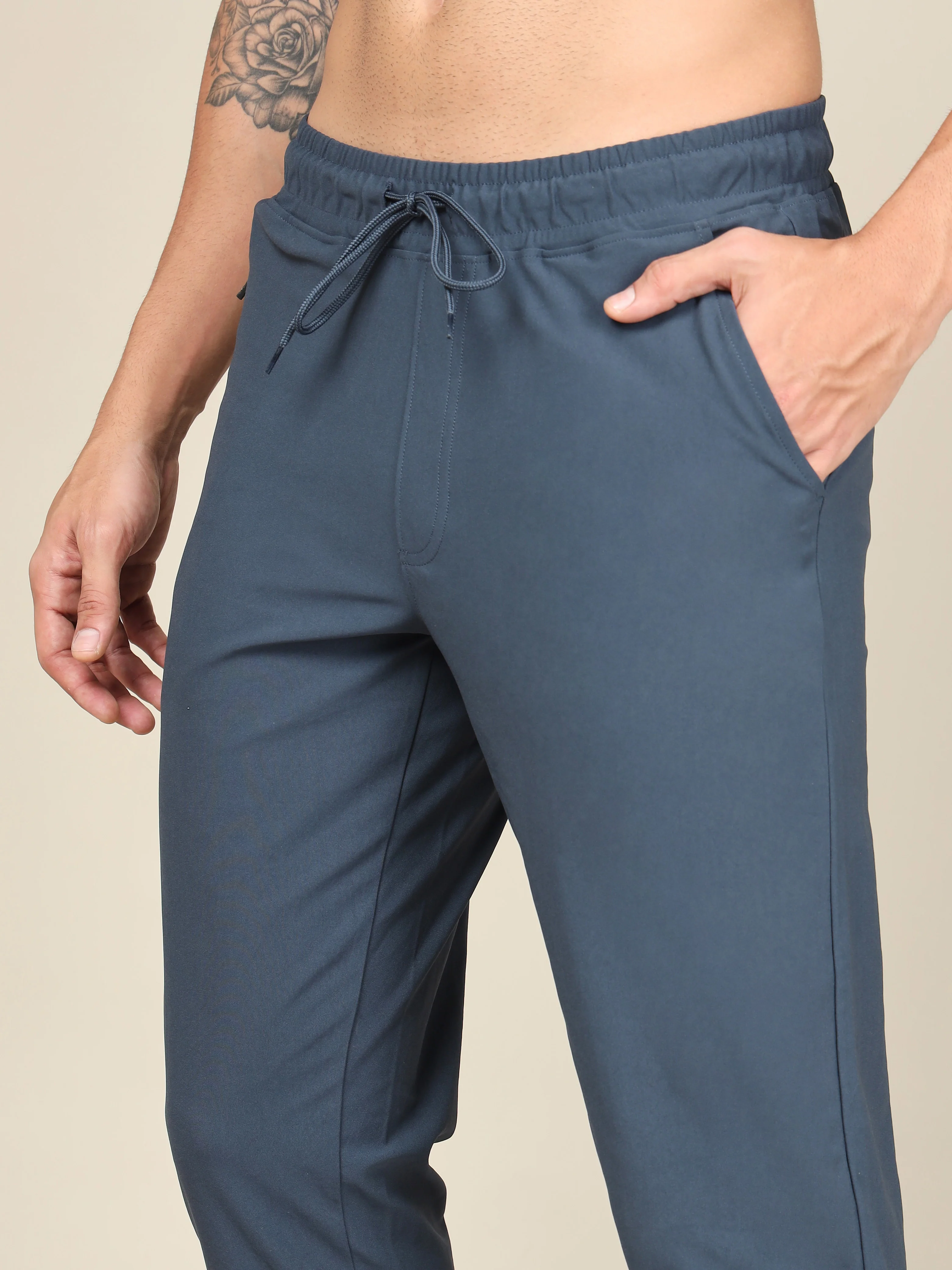 Men Solid Relax Fit Trackpants with ELASTO PLUS - Image 6