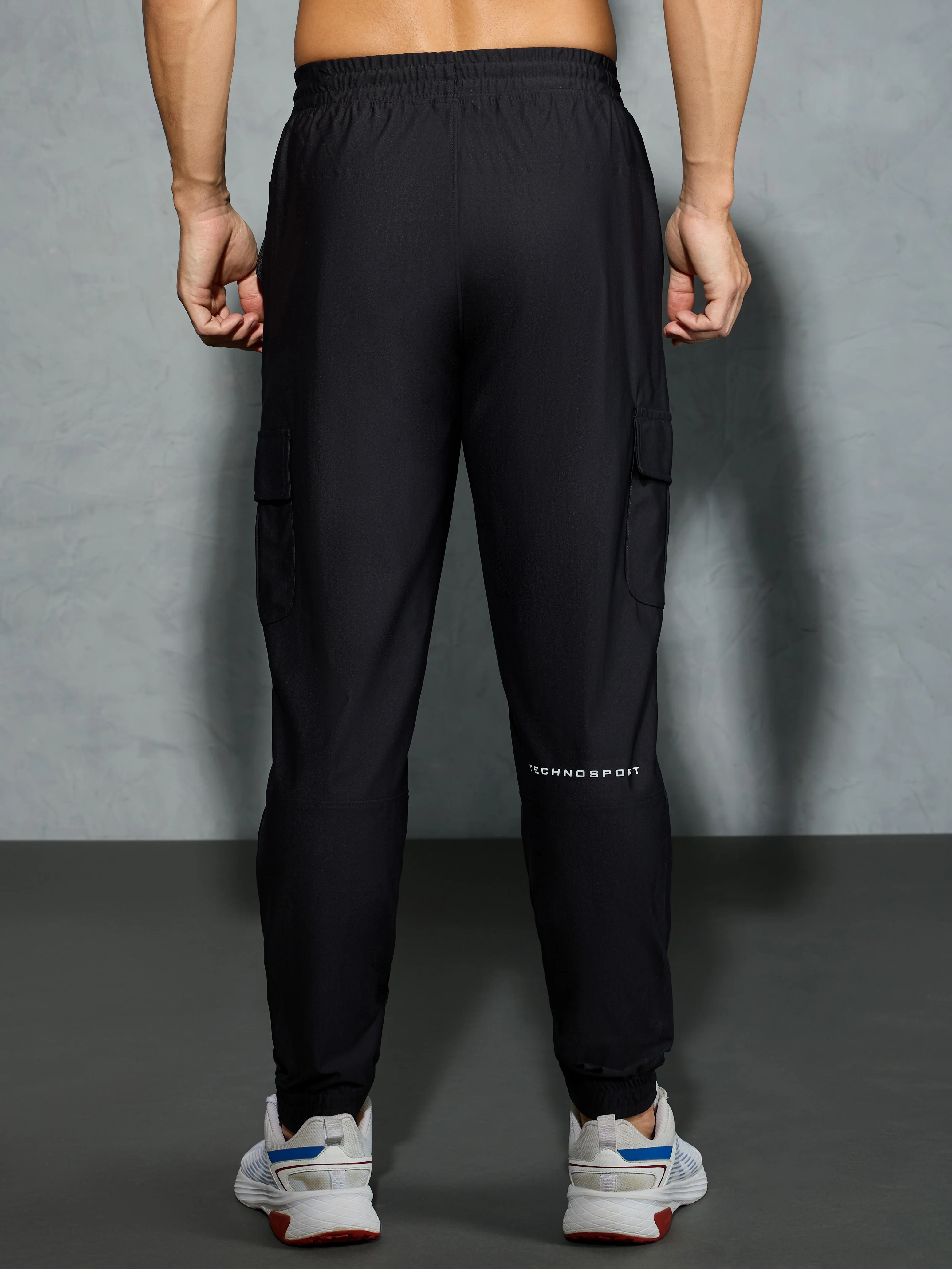 Men Solid Slim Fit Cargo Joggers with DURACOOL+ - Image 2
