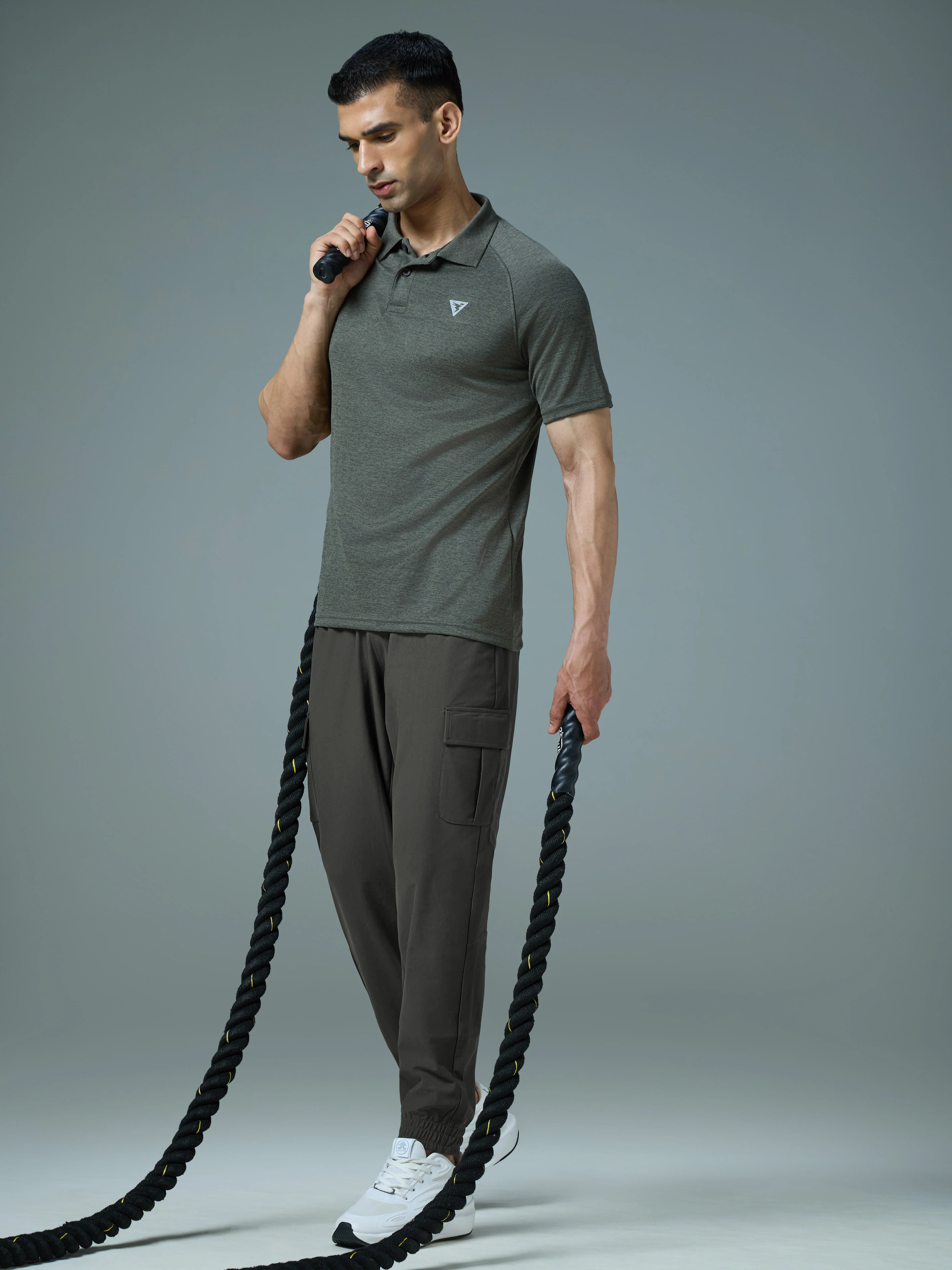 Men Solid Slim Fit Cargo Joggers with DURACOOL+ - Image 5