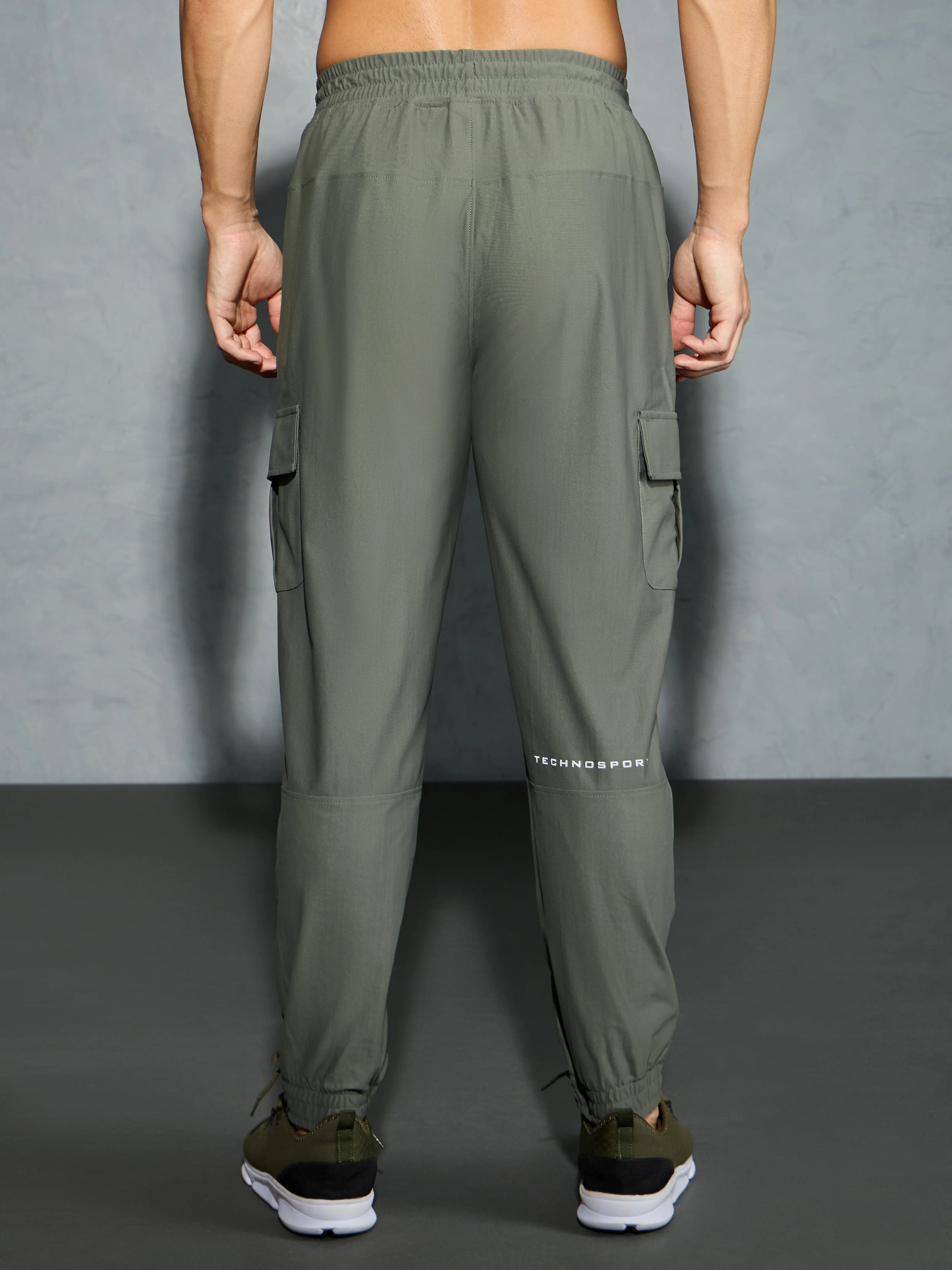 Men Solid Slim Fit Cargo Joggers with DURACOOL+ - Image 2