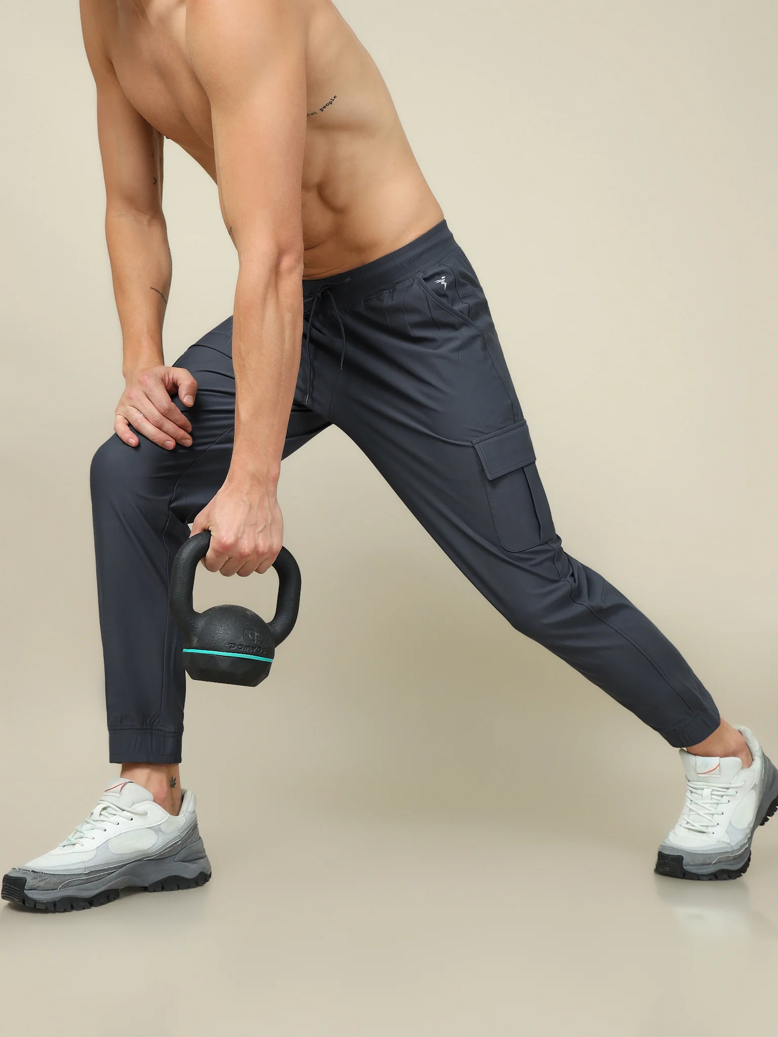 Men Solid Slim Fit Cargo Joggers with DURACOOL+ - Image 2