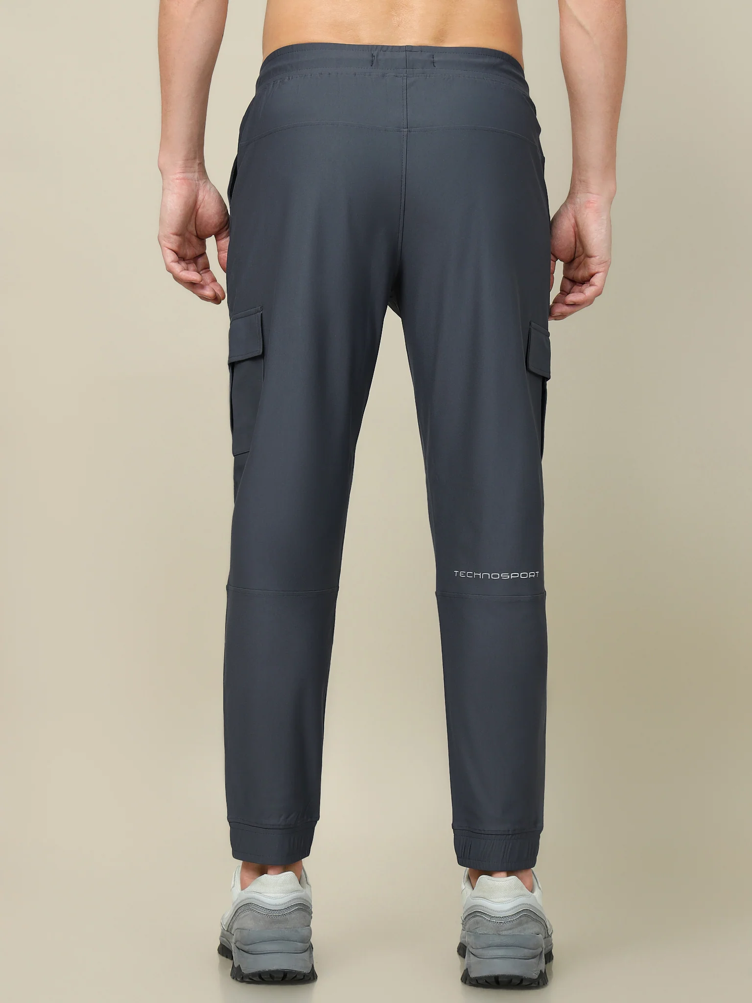 Men Solid Slim Fit Cargo Joggers with DURACOOL+ - Image 3