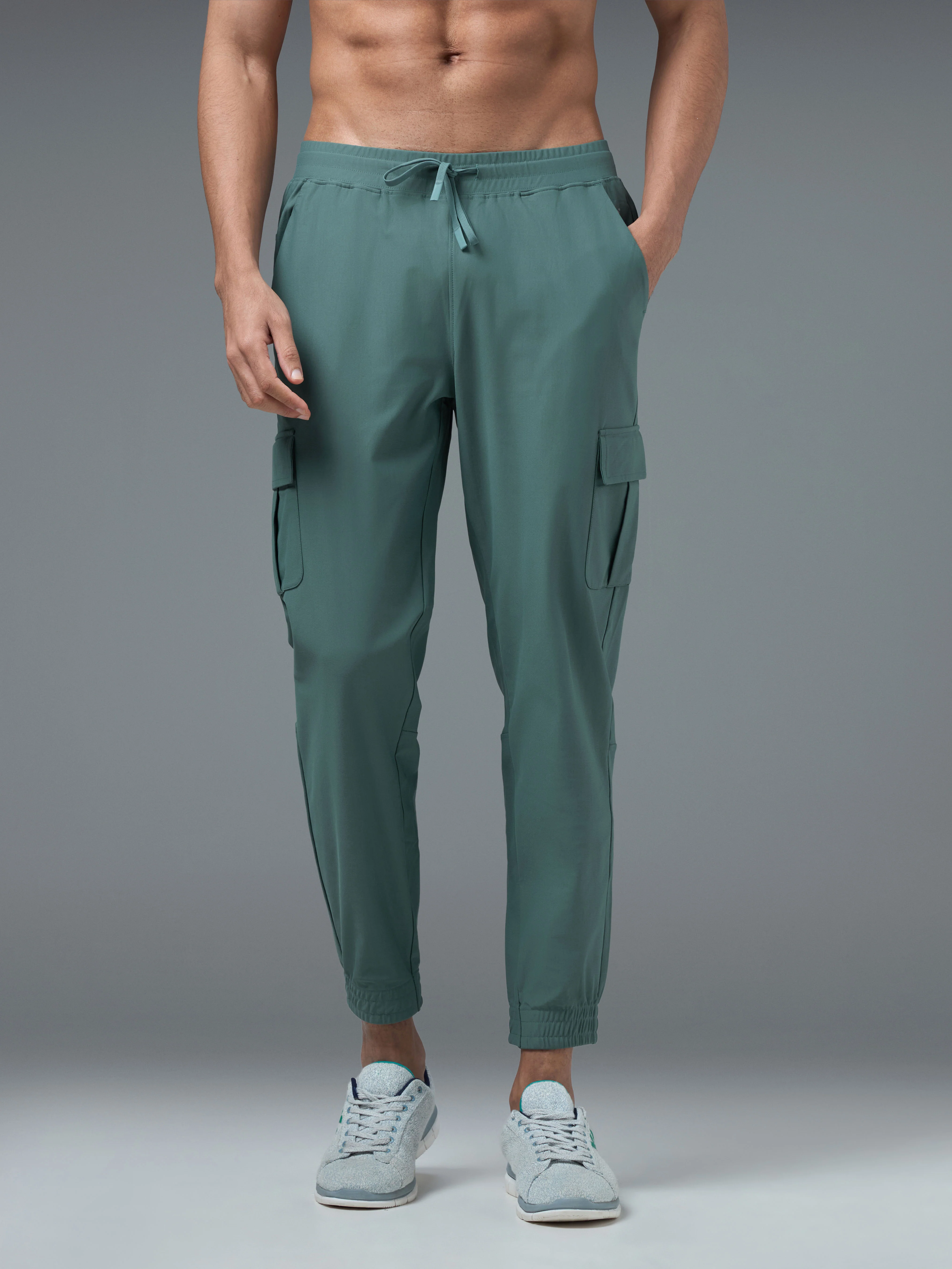 Men Solid Slim Fit Cargo Joggers with DURACOOL+ - Image 2