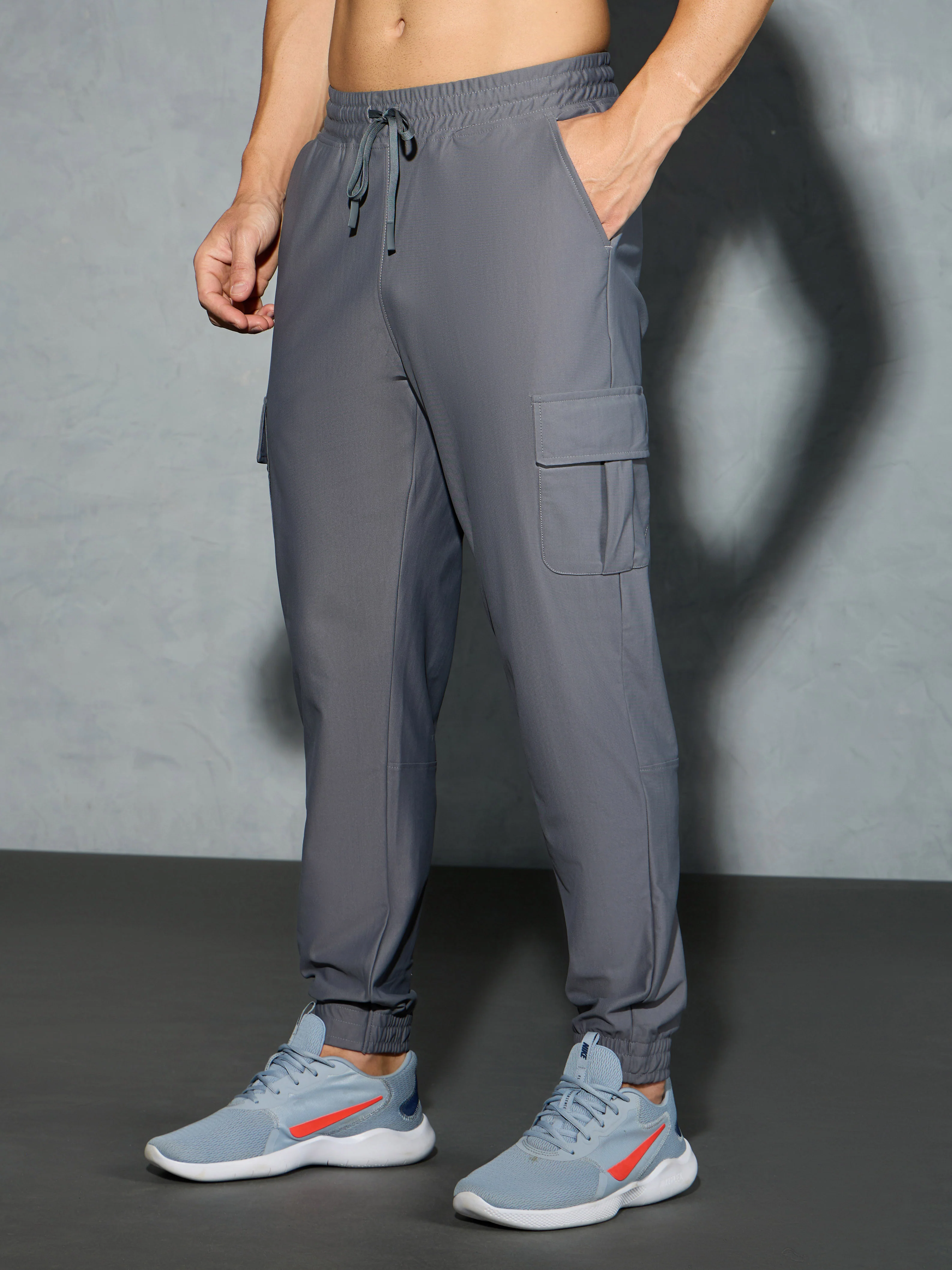 Men Solid Slim Fit Cargo Joggers with DURACOOL+ - Image 3