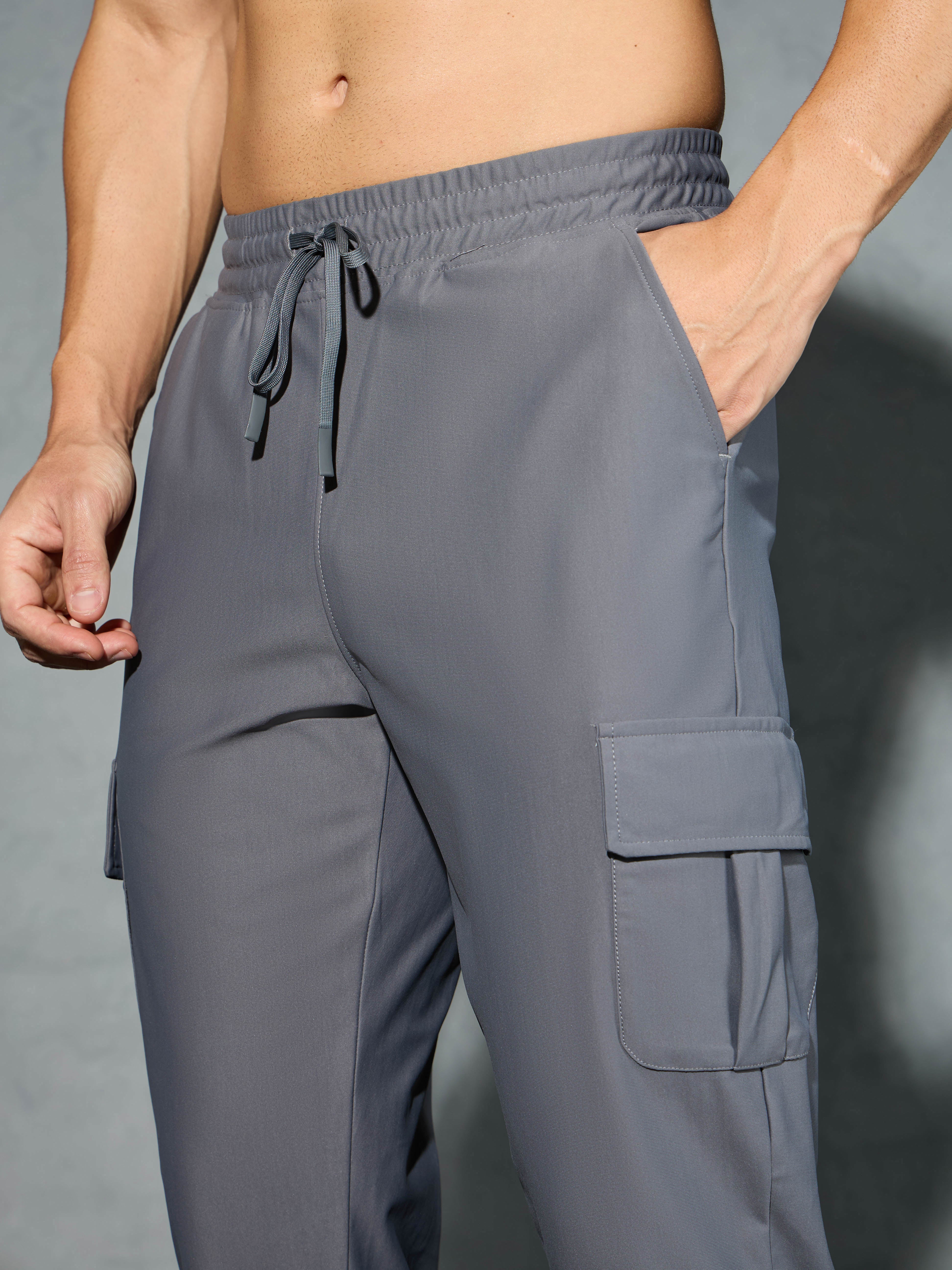 Men Solid Slim Fit Cargo Joggers with DURACOOL+ - Image 6