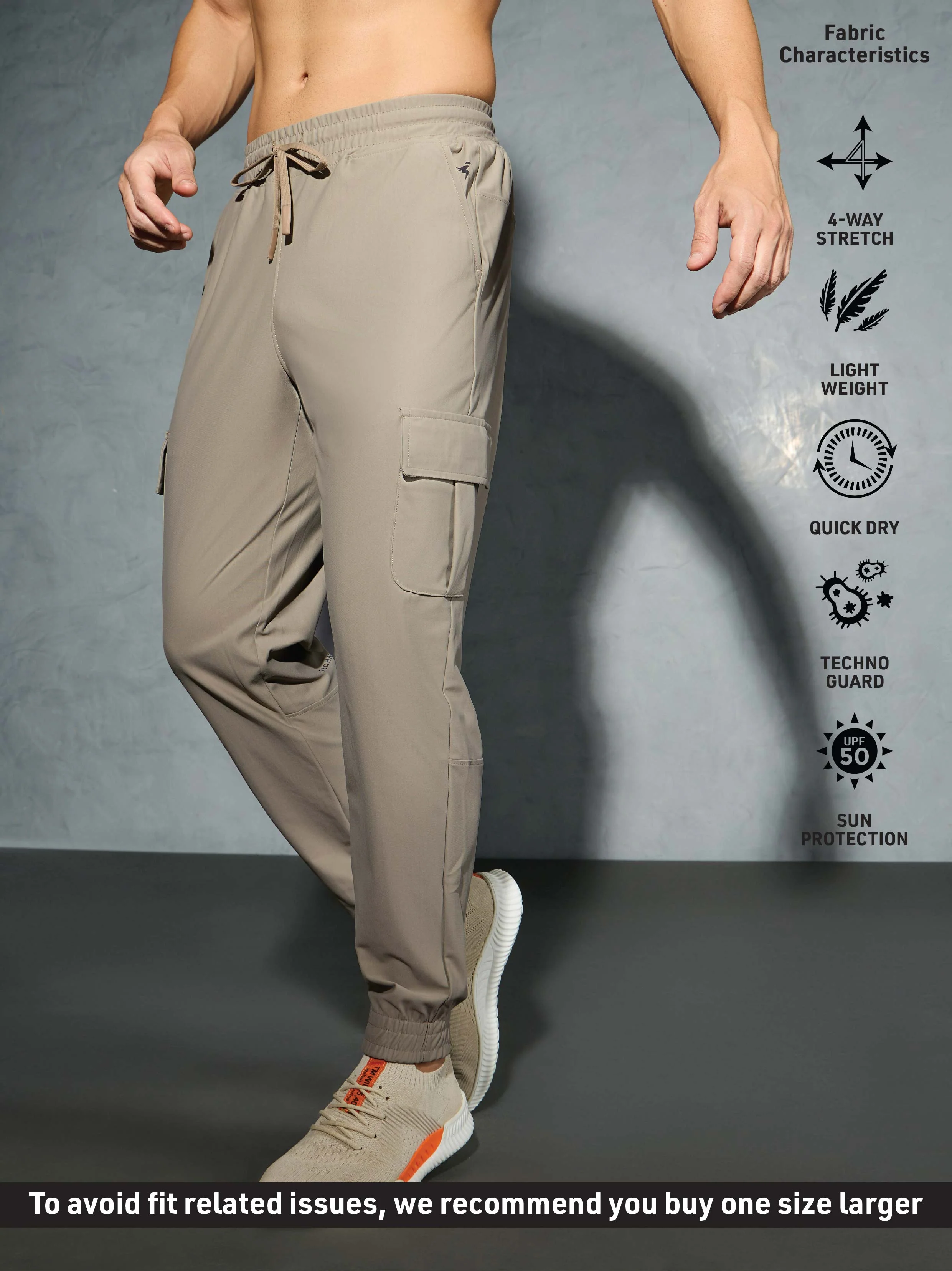 Men Solid Slim Fit Cargo Joggers with DURACOOL+ - Image 5