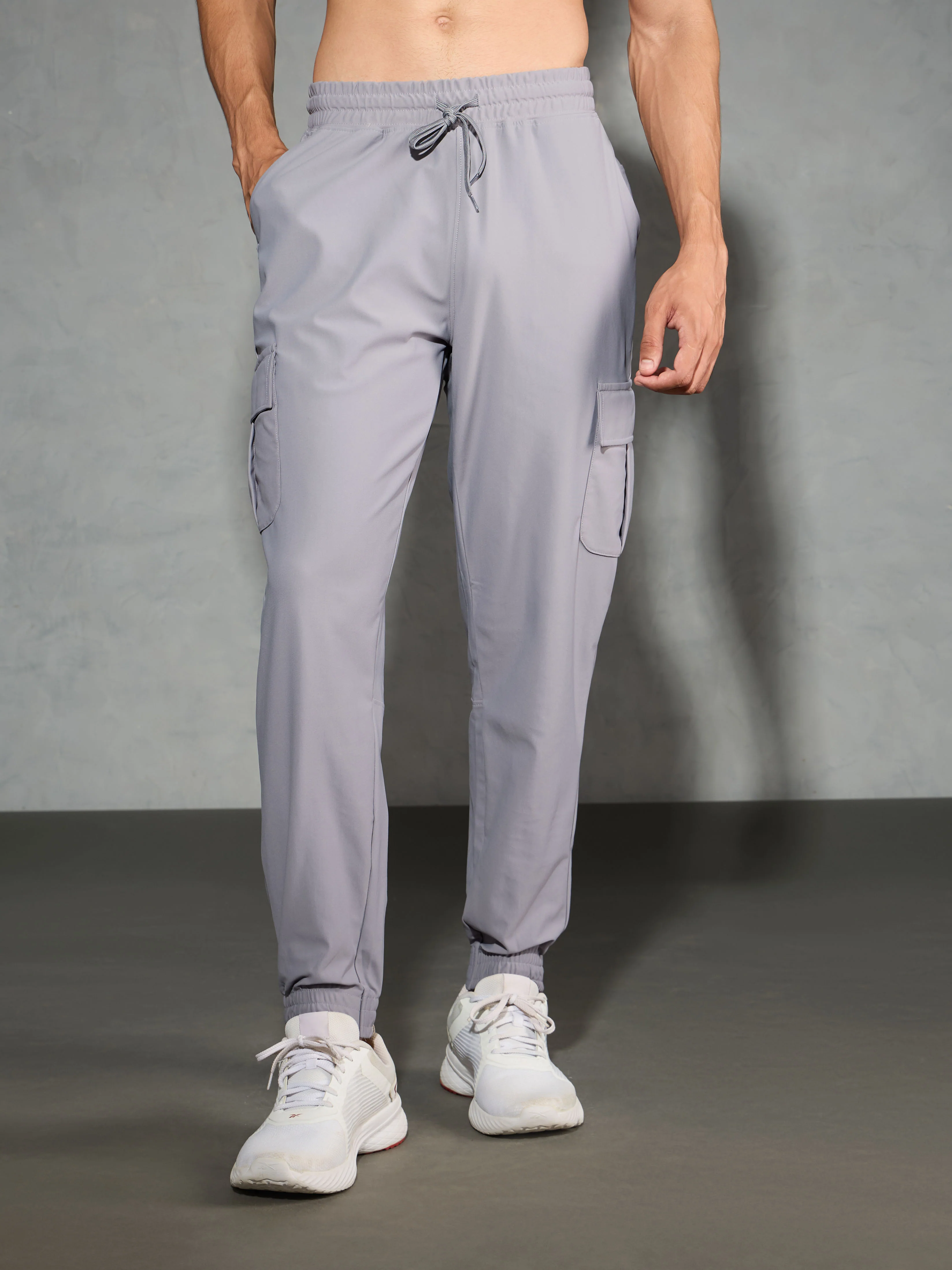 Men Solid Slim Fit Cargo Joggers with DURACOOL+ - Image 2