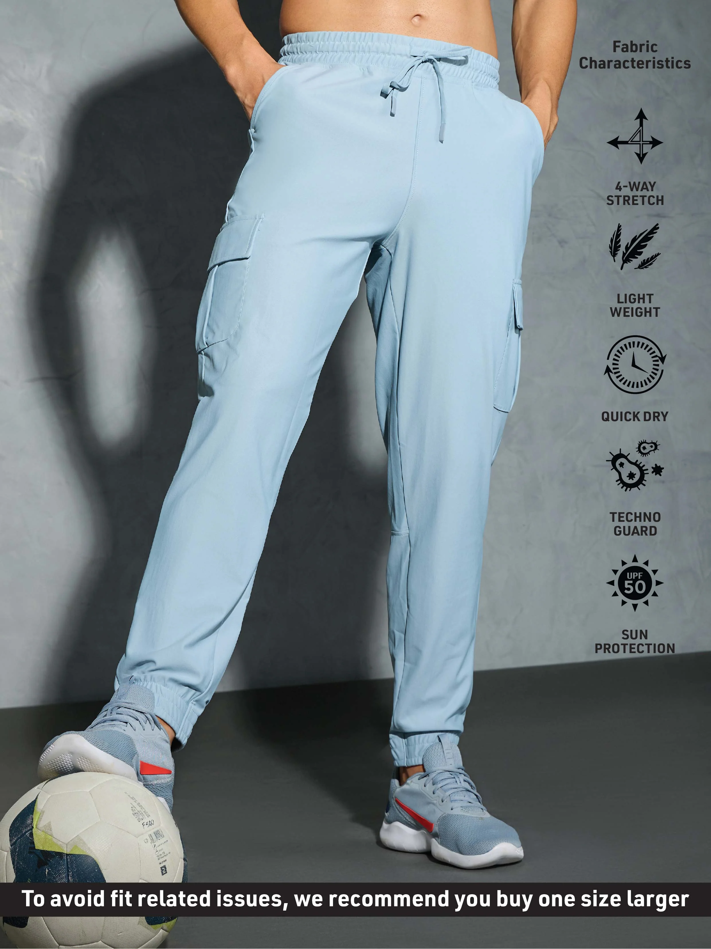 Men Solid Slim Fit Cargo Joggers with DURACOOL+ - Image 5