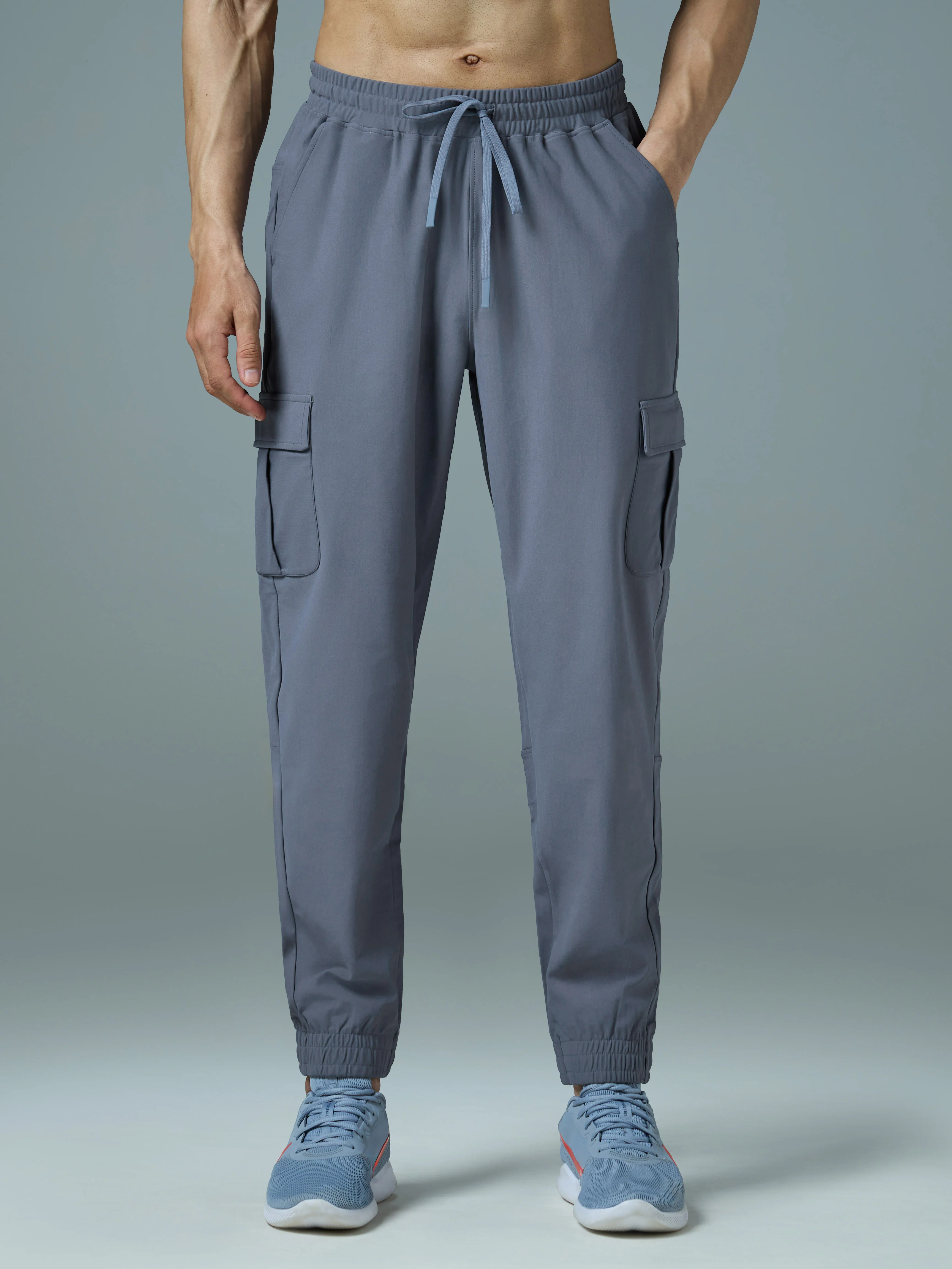 Men Solid Slim Fit Cargo Joggers with DURACOOL+ - Image 2