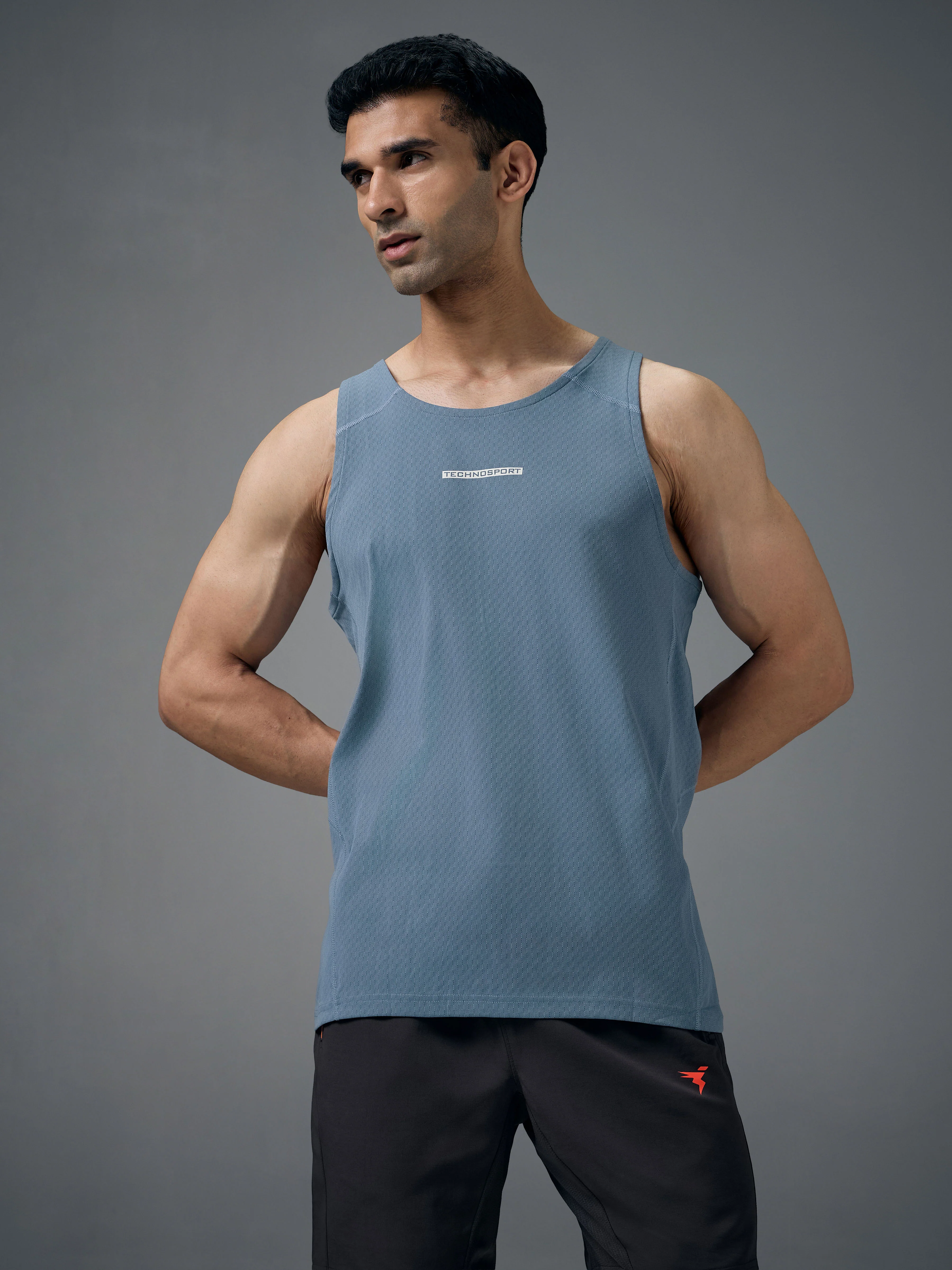 Men Jacquard Slim Fit Crew Neck Innerwear Vest with ELASTO LITE