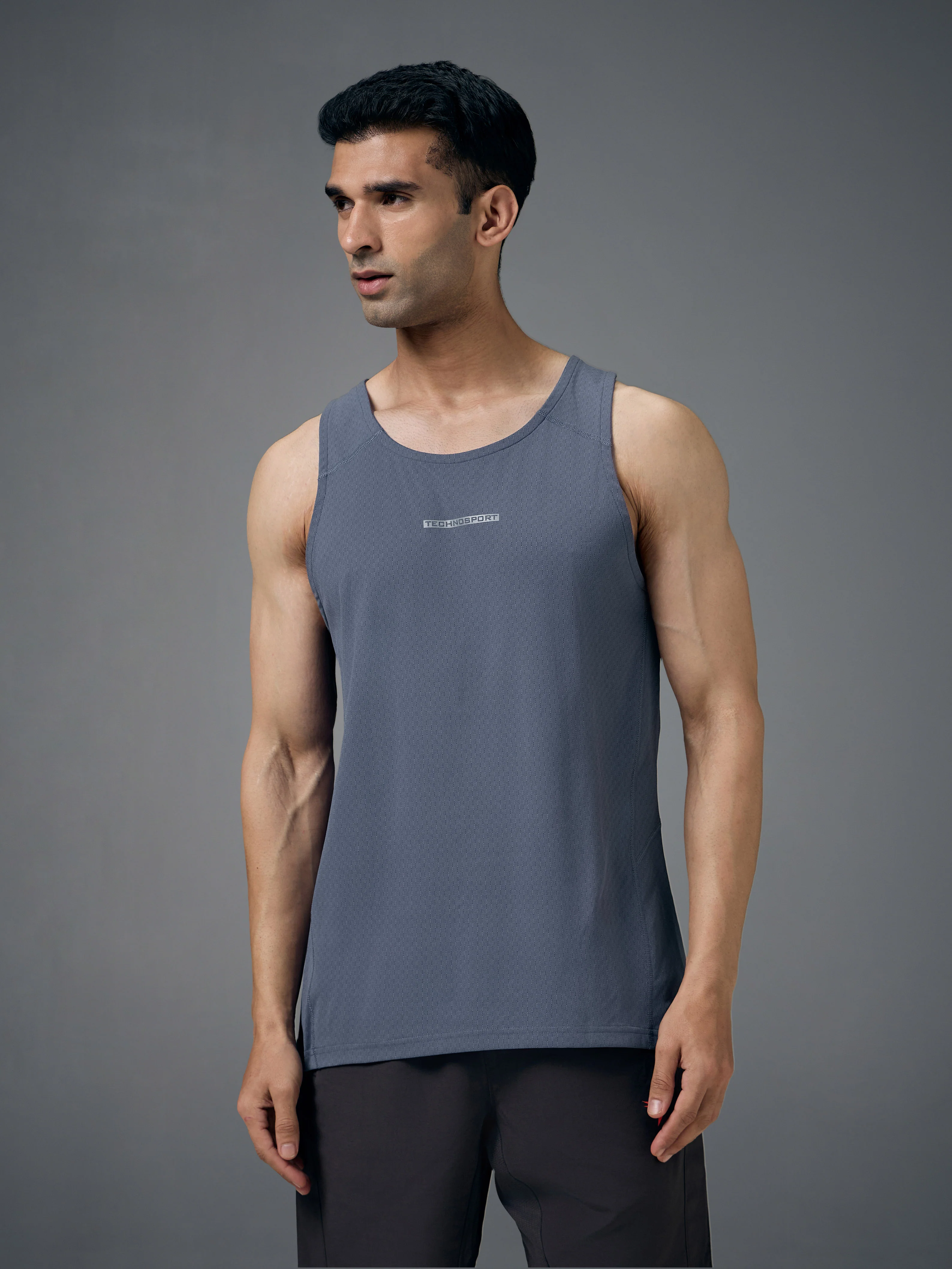 Men Jacquard Slim Fit Crew Neck Innerwear Vest with ELASTO LITE - Image 2