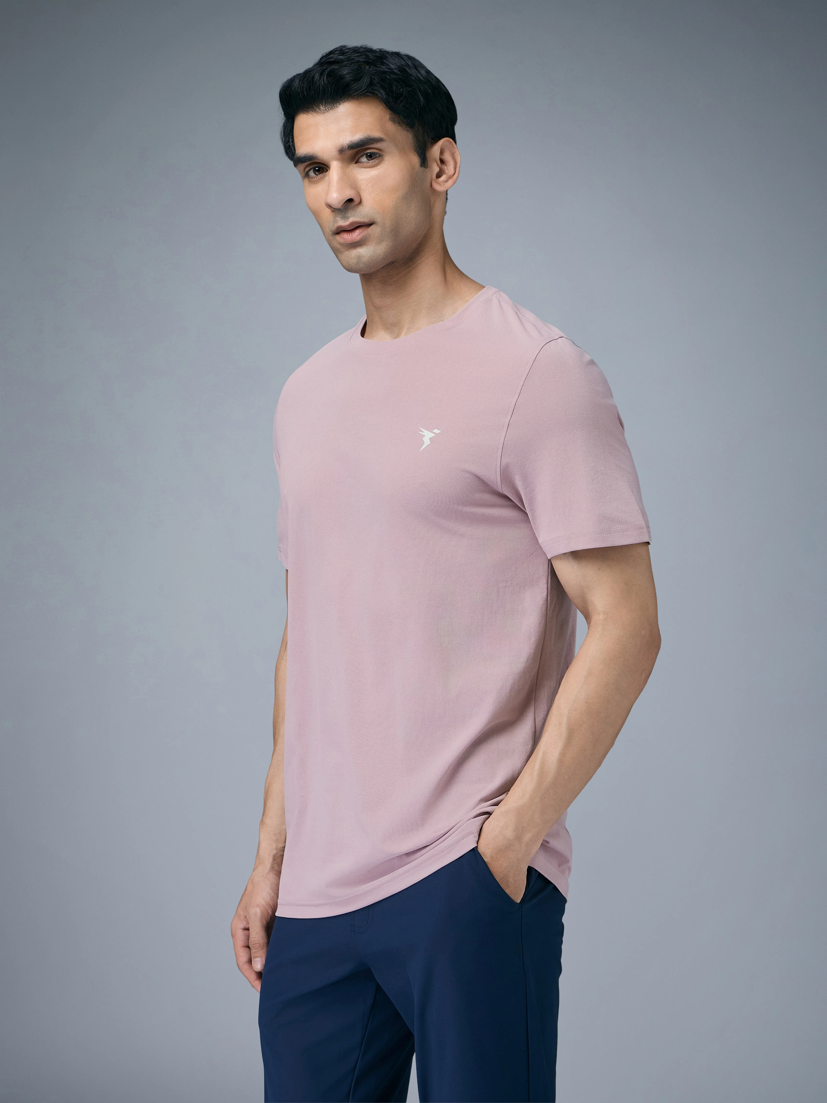 Men Solid Slim Fit Crew Neck T-shirt with COTFLEX - Image 4