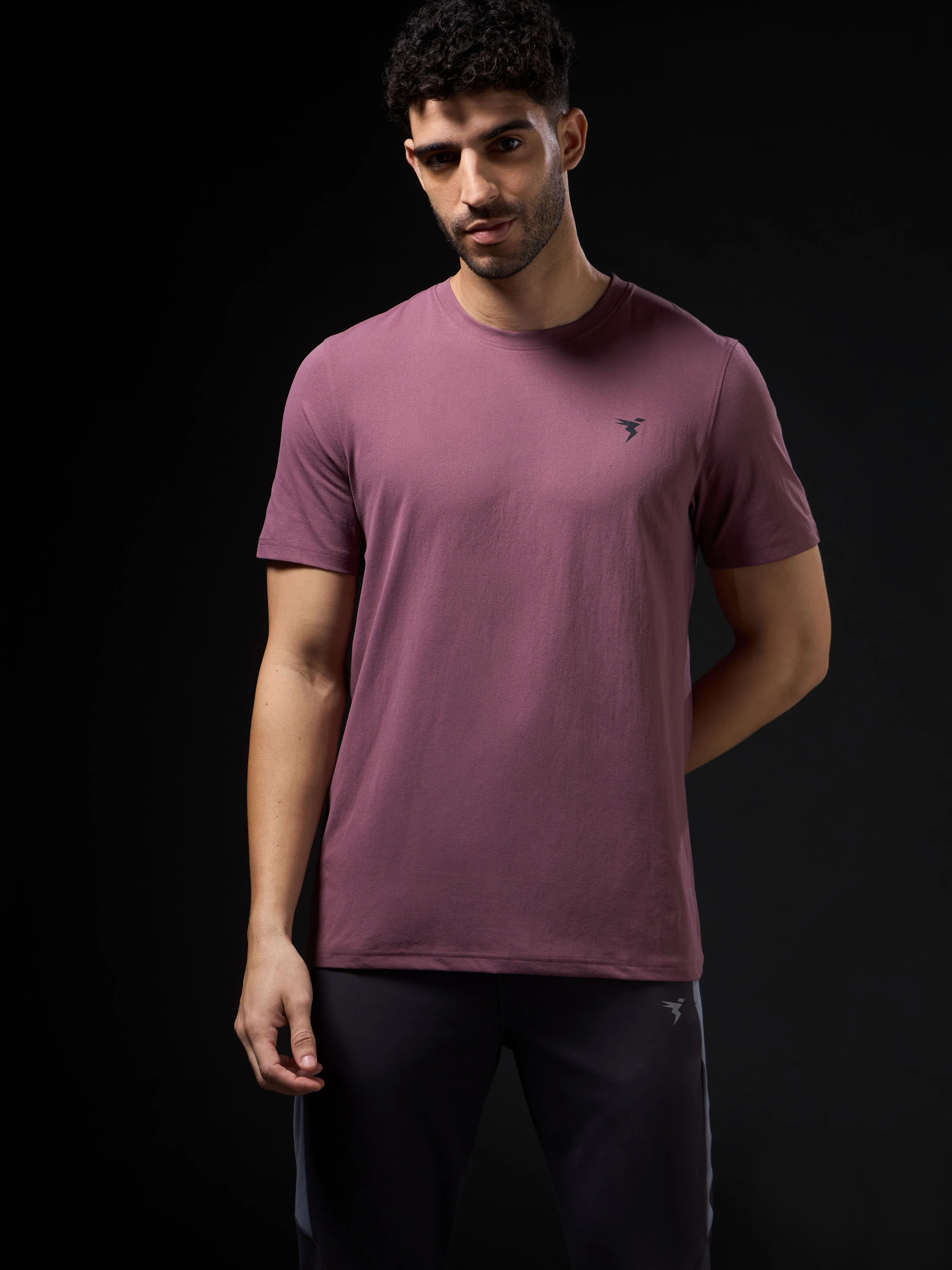 Men Solid Slim Fit Crew Neck T-shirt with COTFLEX - Image 2