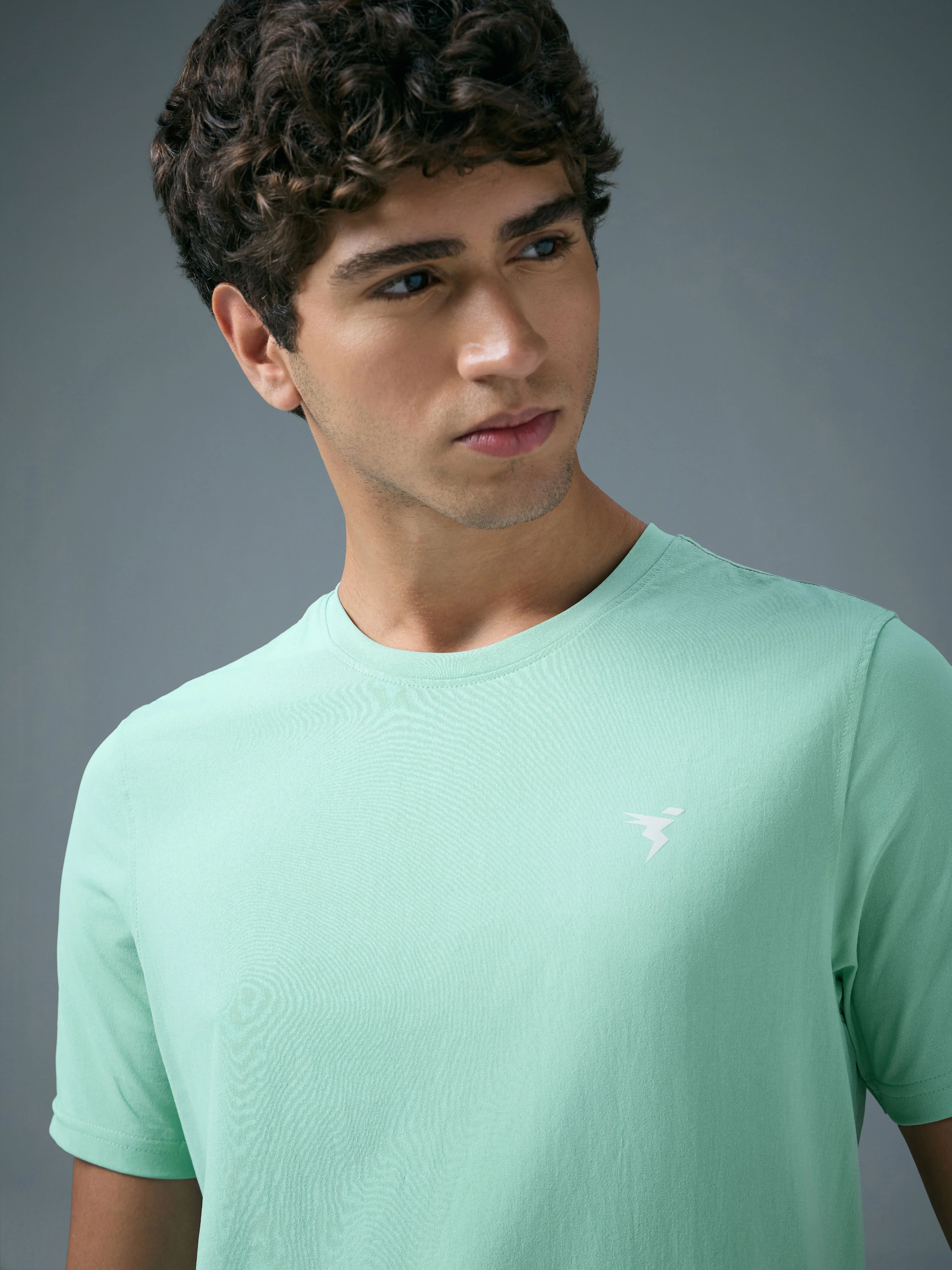 Men Solid Slim Fit Crew Neck T-shirt with COTFLEX - Image 6