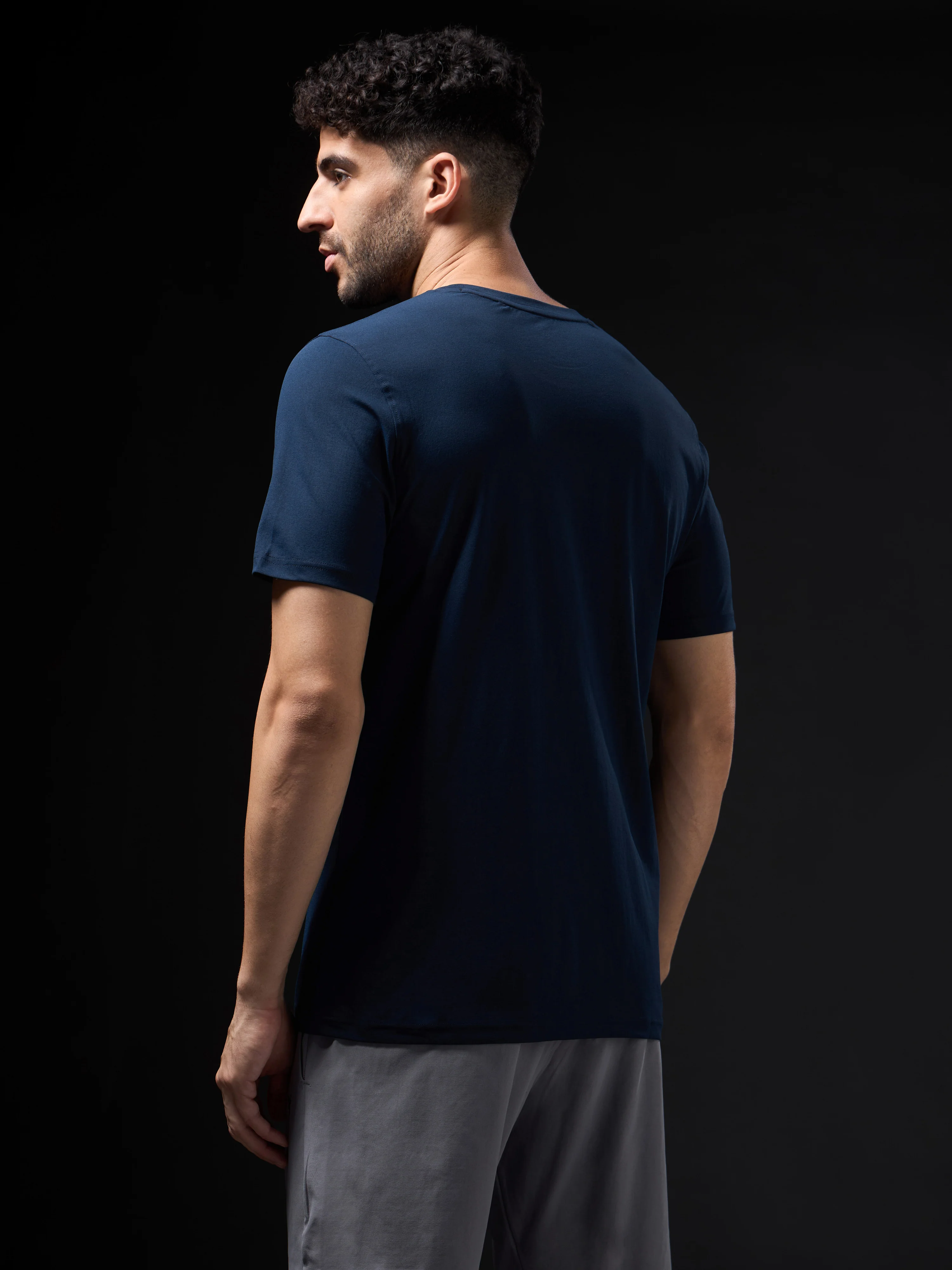 Men Solid Slim Fit Crew Neck T-shirt with COTFLEX - Image 3
