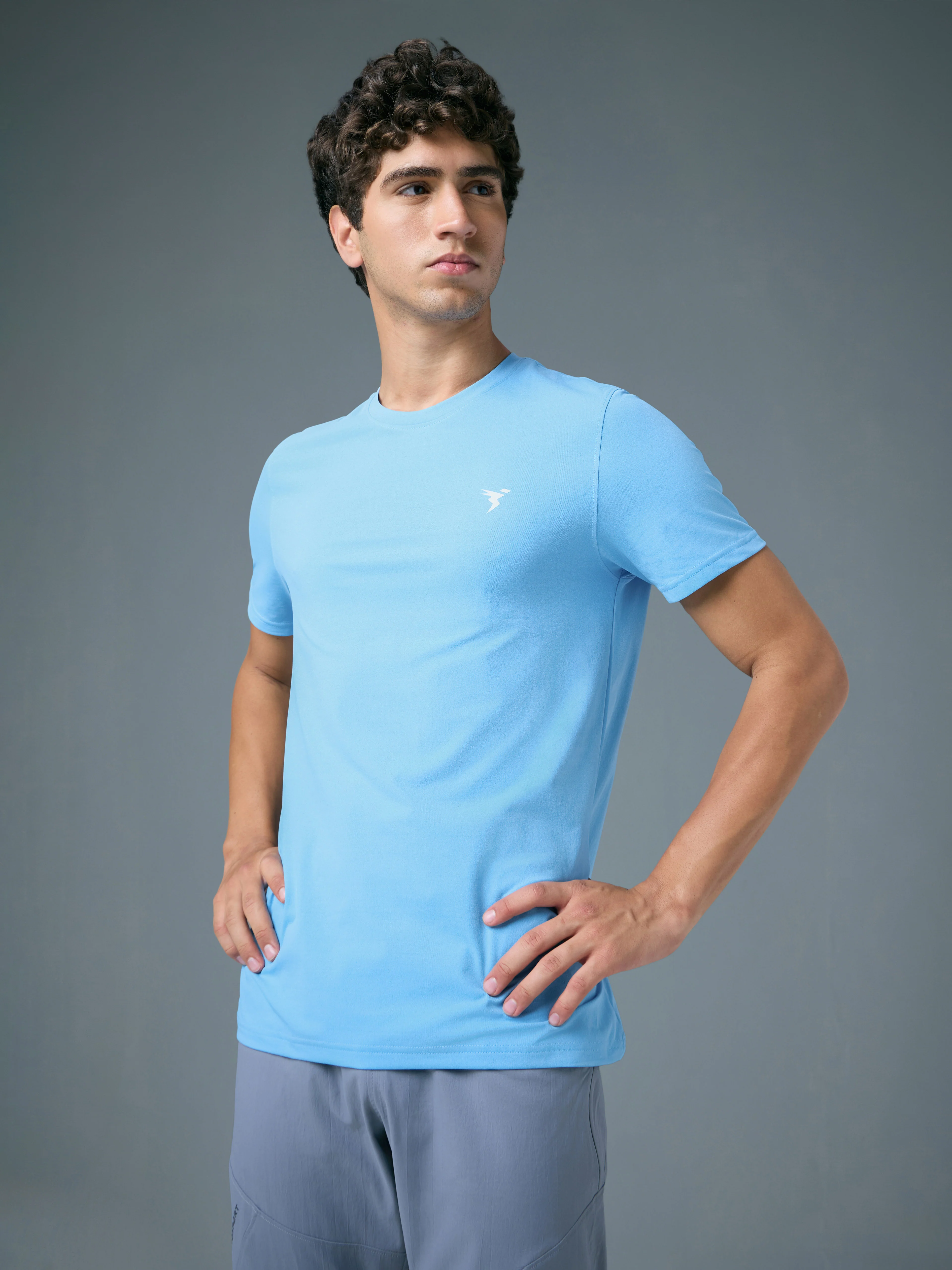 Men Solid Slim Fit Crew Neck T-shirt with COTFLEX - Image 4
