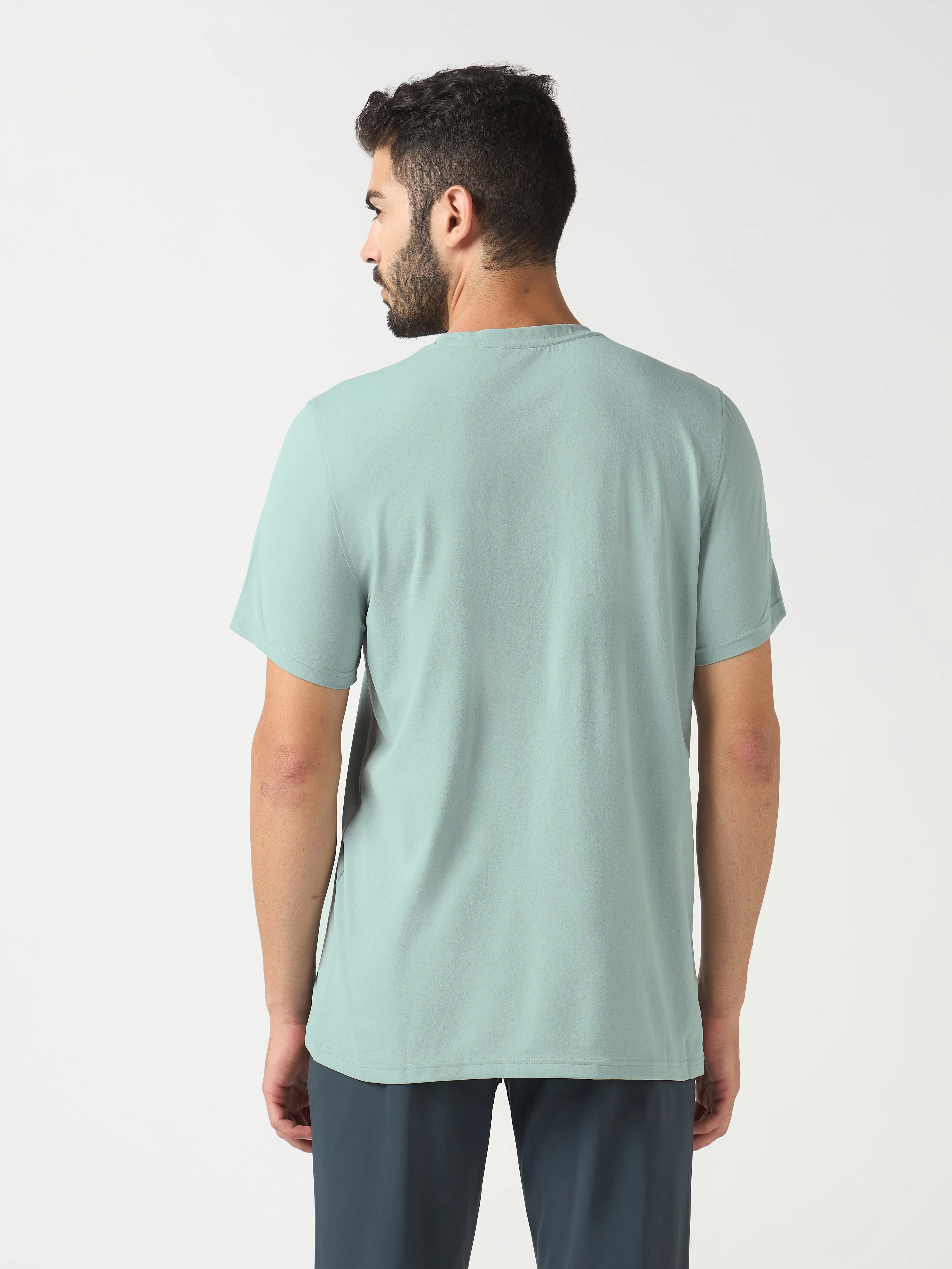 Men Solid Slim Fit Crew Neck T-shirt with COTFLEX - Image 3