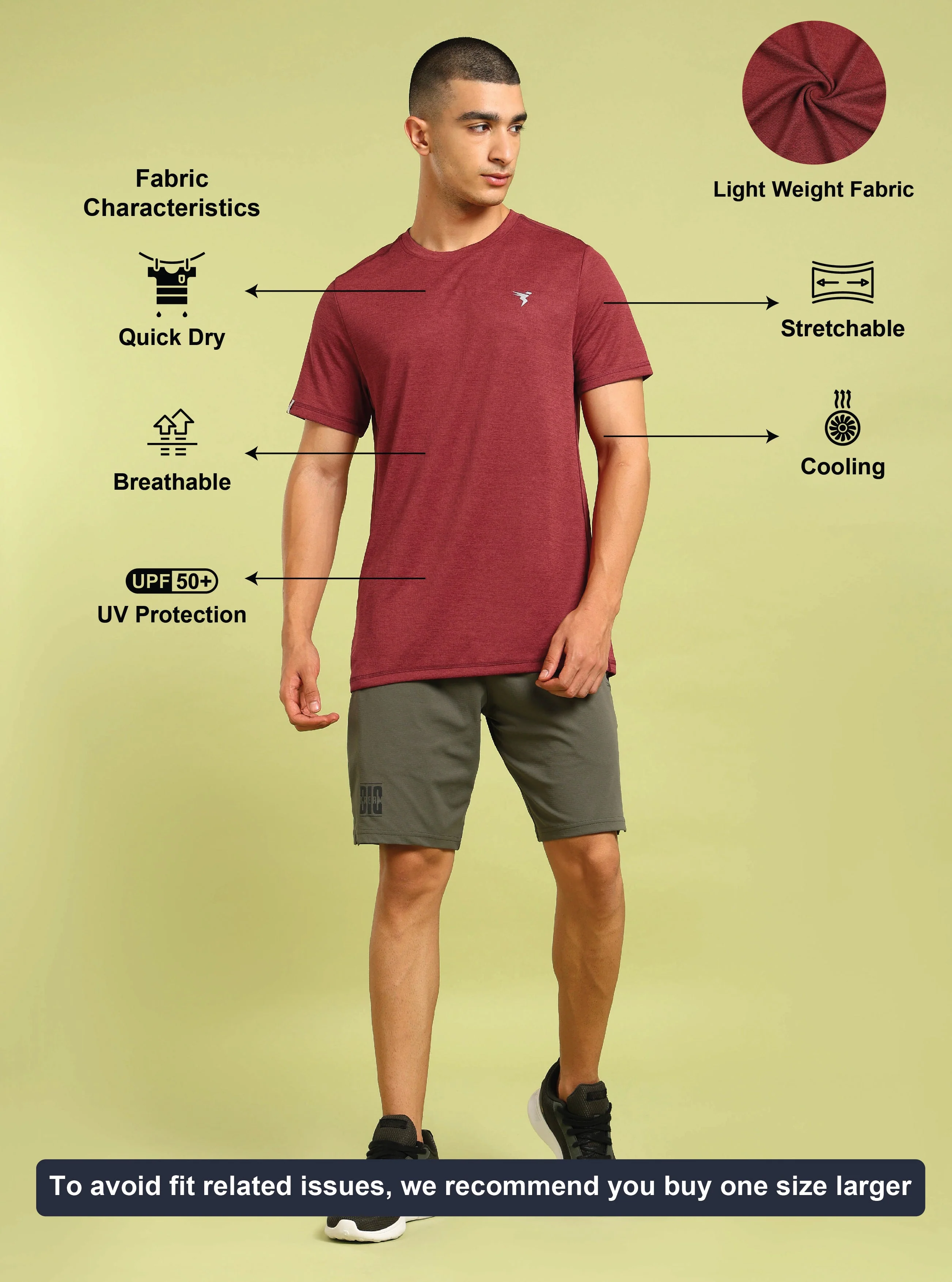 Men Solid Slim Fit Crew Neck T-shirt with DOUBLE COOL - Image 4