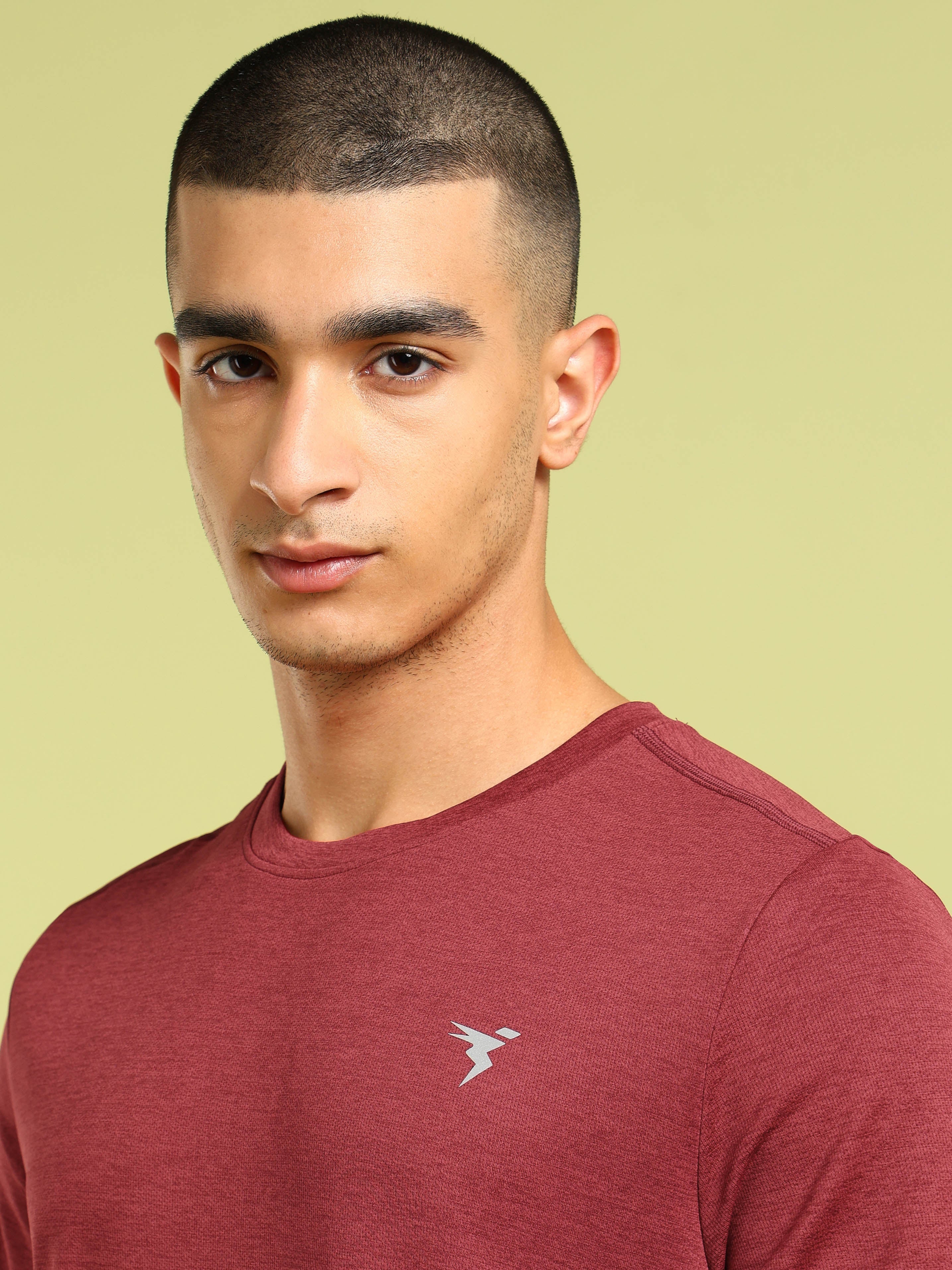 Men Solid Slim Fit Crew Neck T-shirt with DOUBLE COOL - Image 5