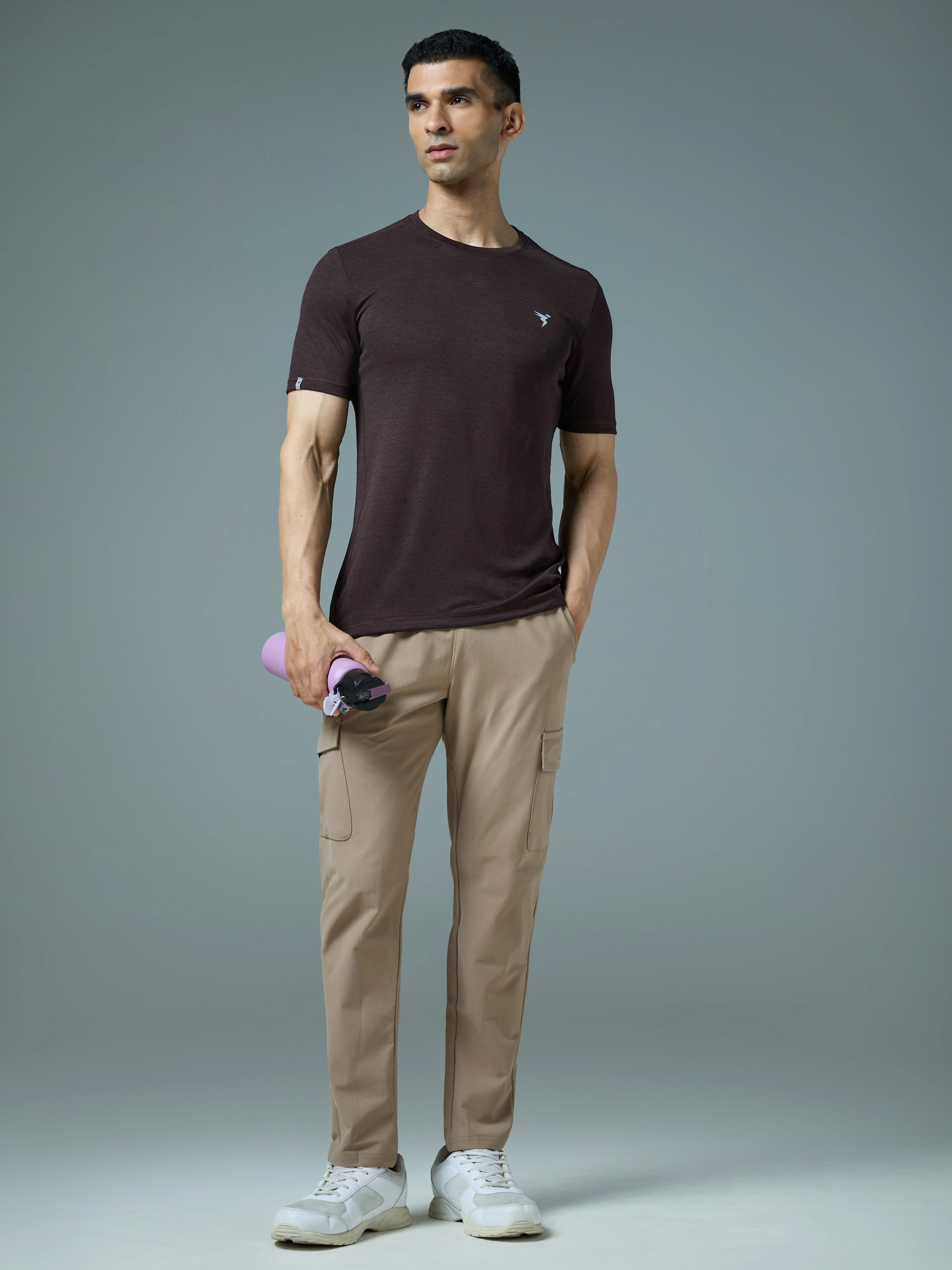Men Solid Slim Fit Crew Neck T-shirt with DOUBLE COOL - Image 5
