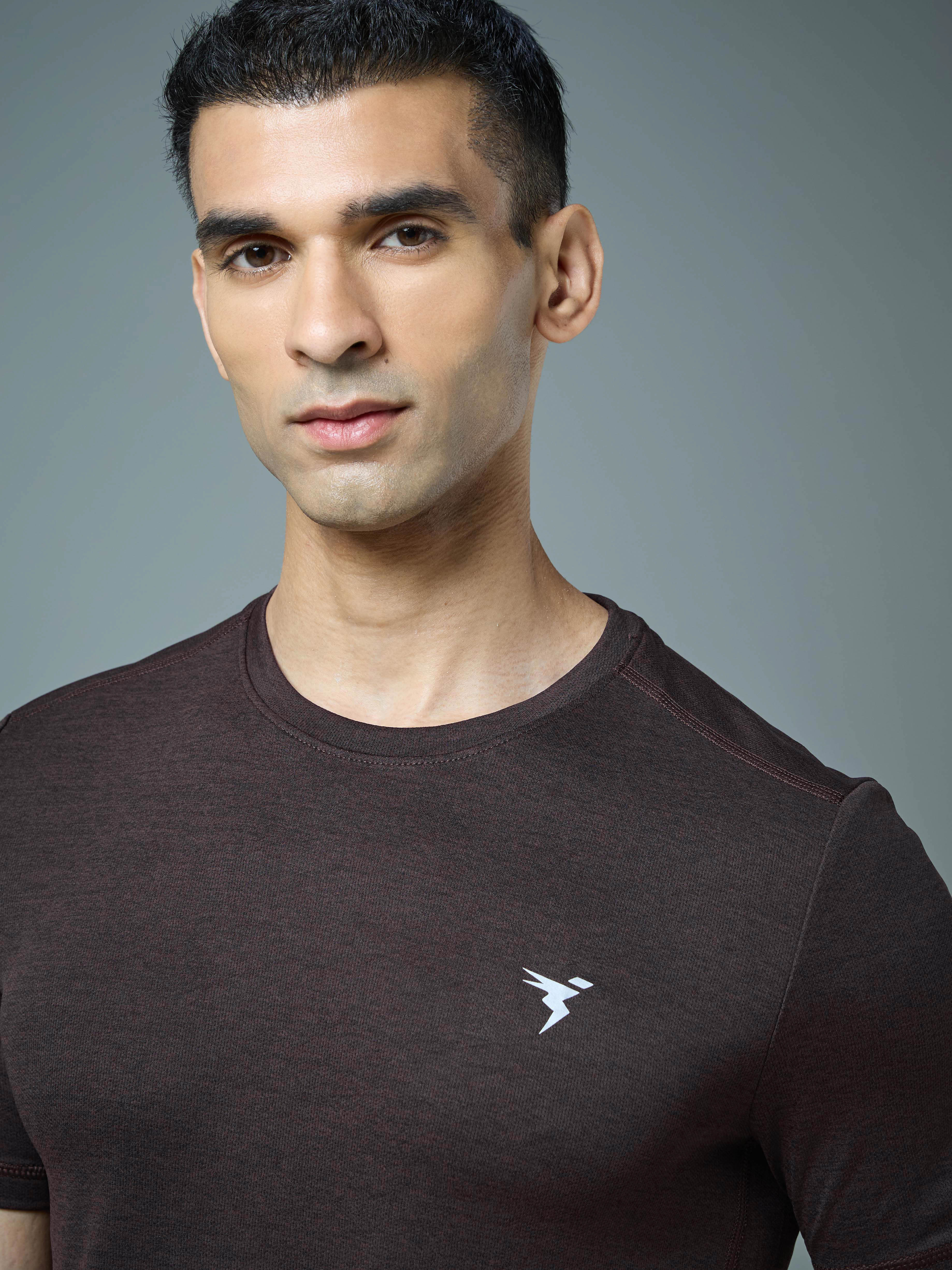 Men Solid Slim Fit Crew Neck T-shirt with DOUBLE COOL - Image 6