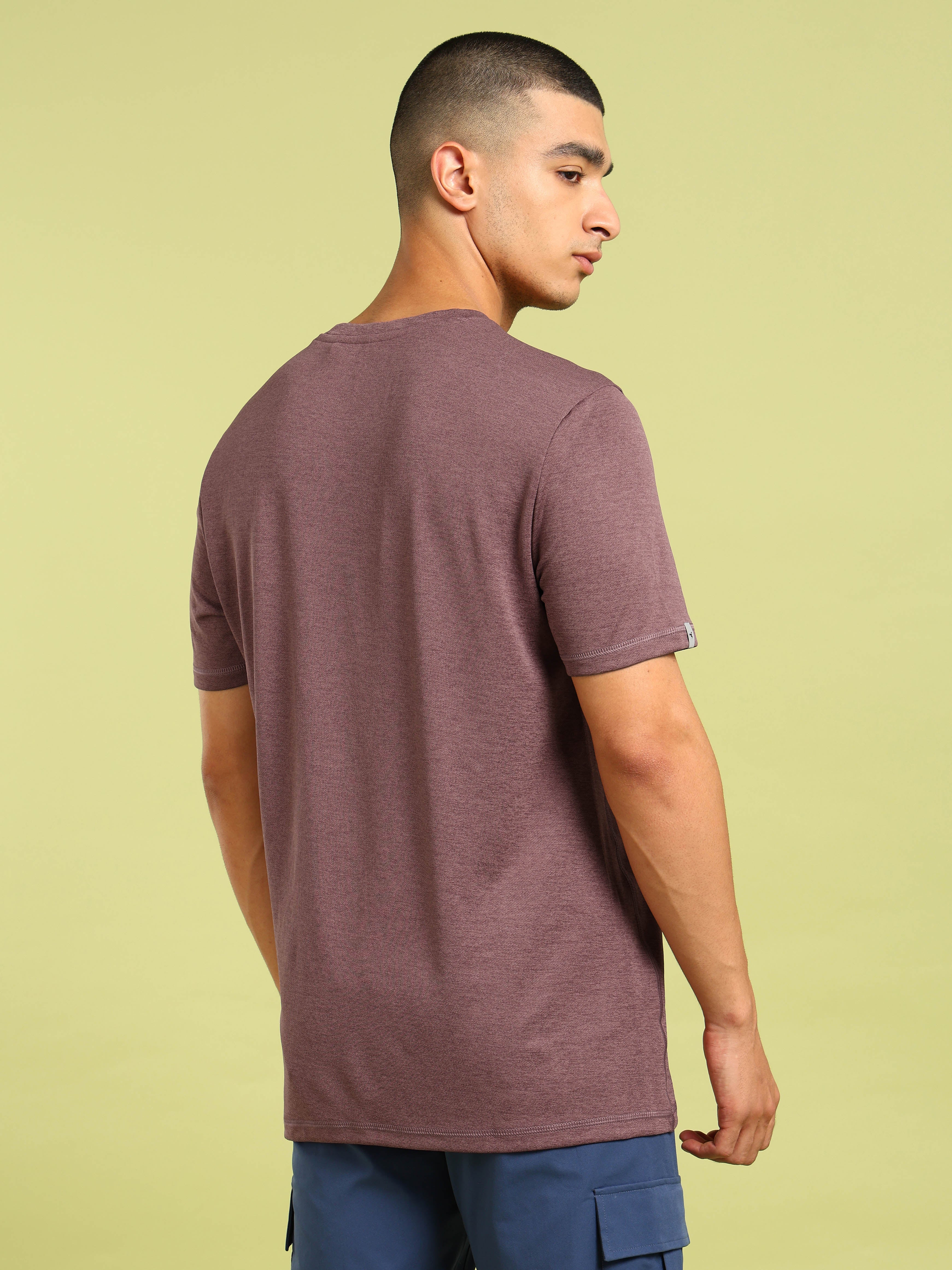 Men Solid Slim Fit Crew Neck T-shirt with DOUBLE COOL - Image 3