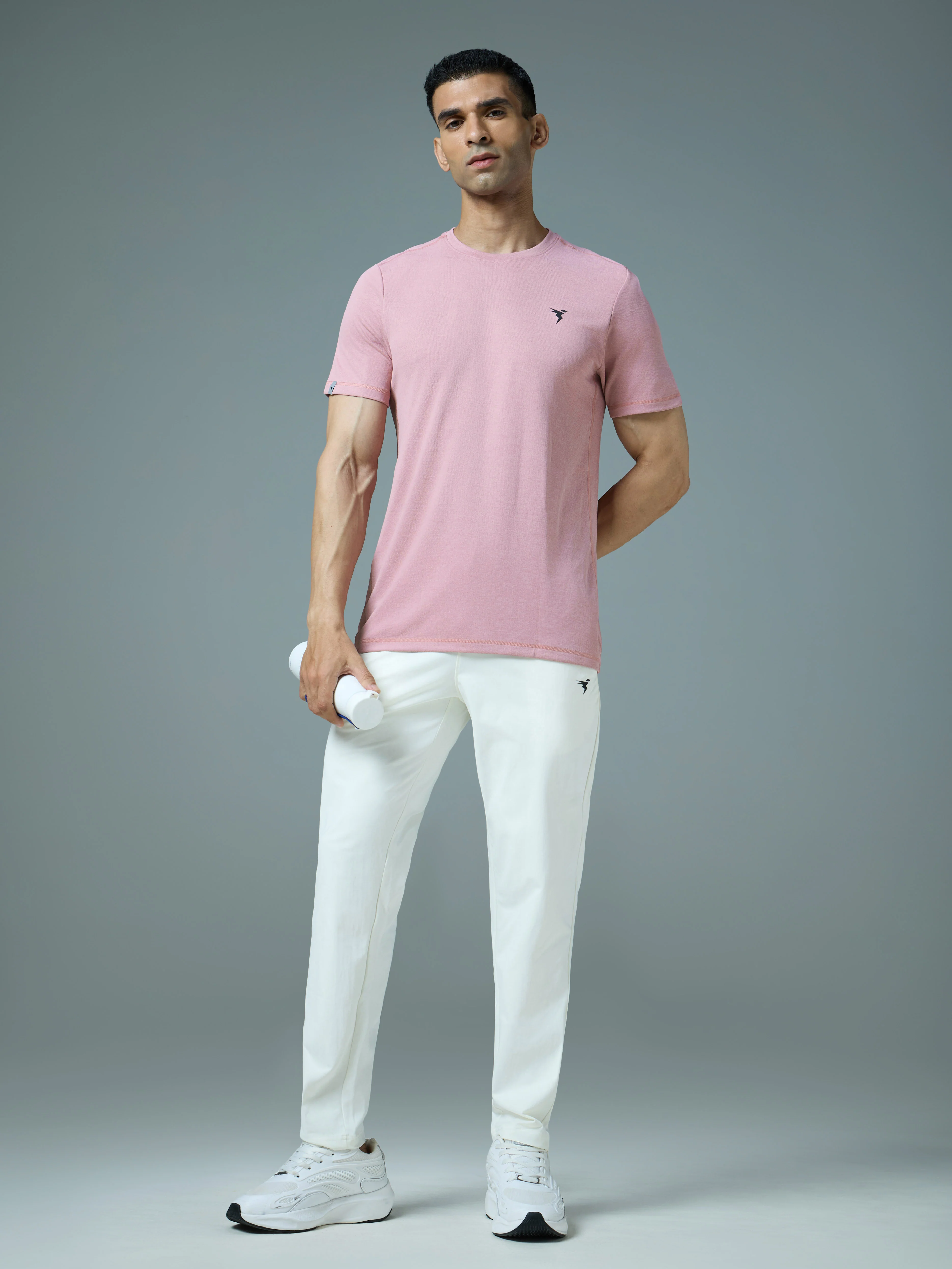 Men Solid Slim Fit Crew Neck T-shirt with DOUBLE COOL - Image 5