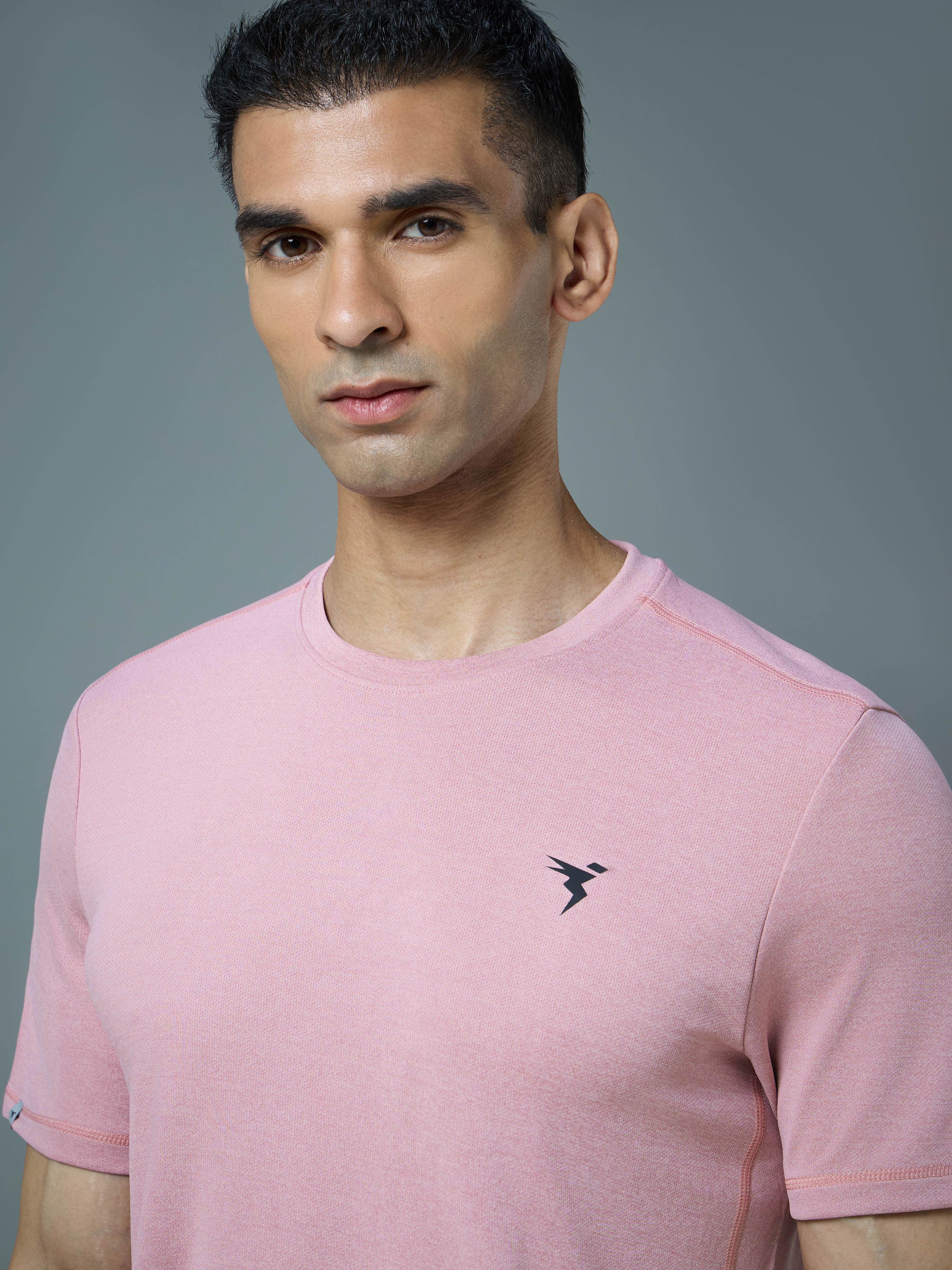 Men Solid Slim Fit Crew Neck T-shirt with DOUBLE COOL - Image 6