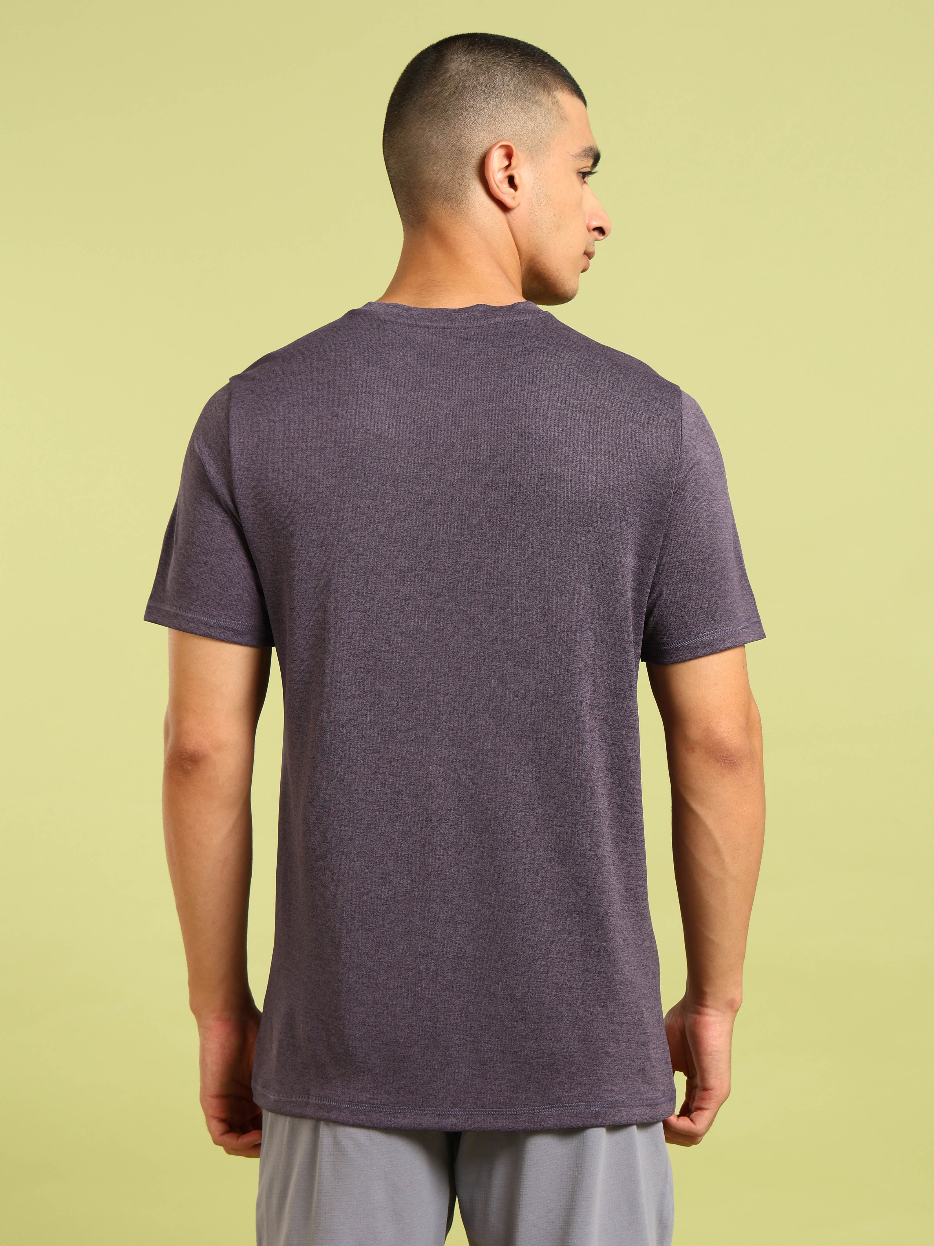 Men Solid Slim Fit Crew Neck T-shirt with DOUBLE COOL - Image 2