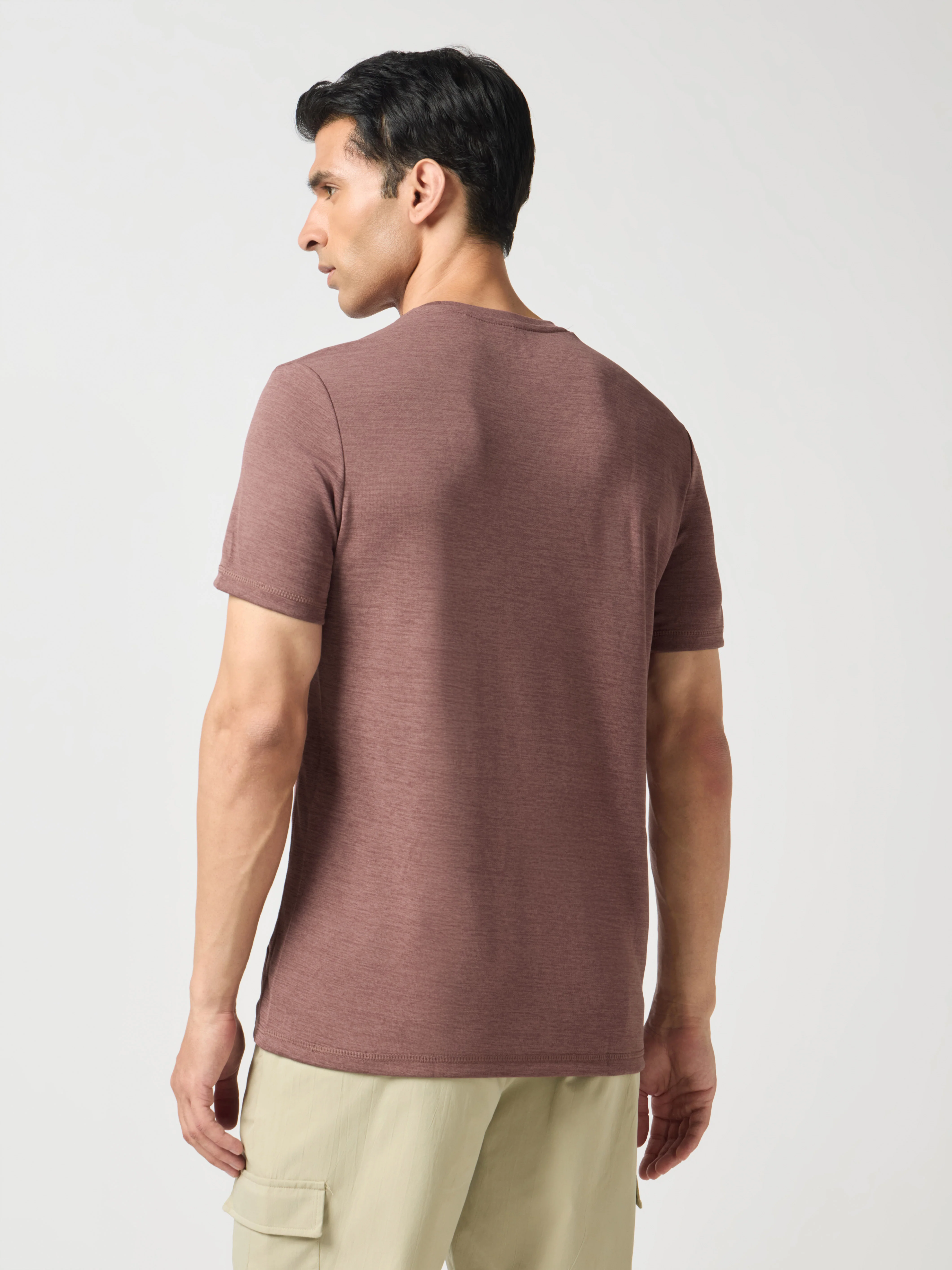 Men Solid Slim Fit Crew Neck T-shirt with DOUBLE COOL - Image 2