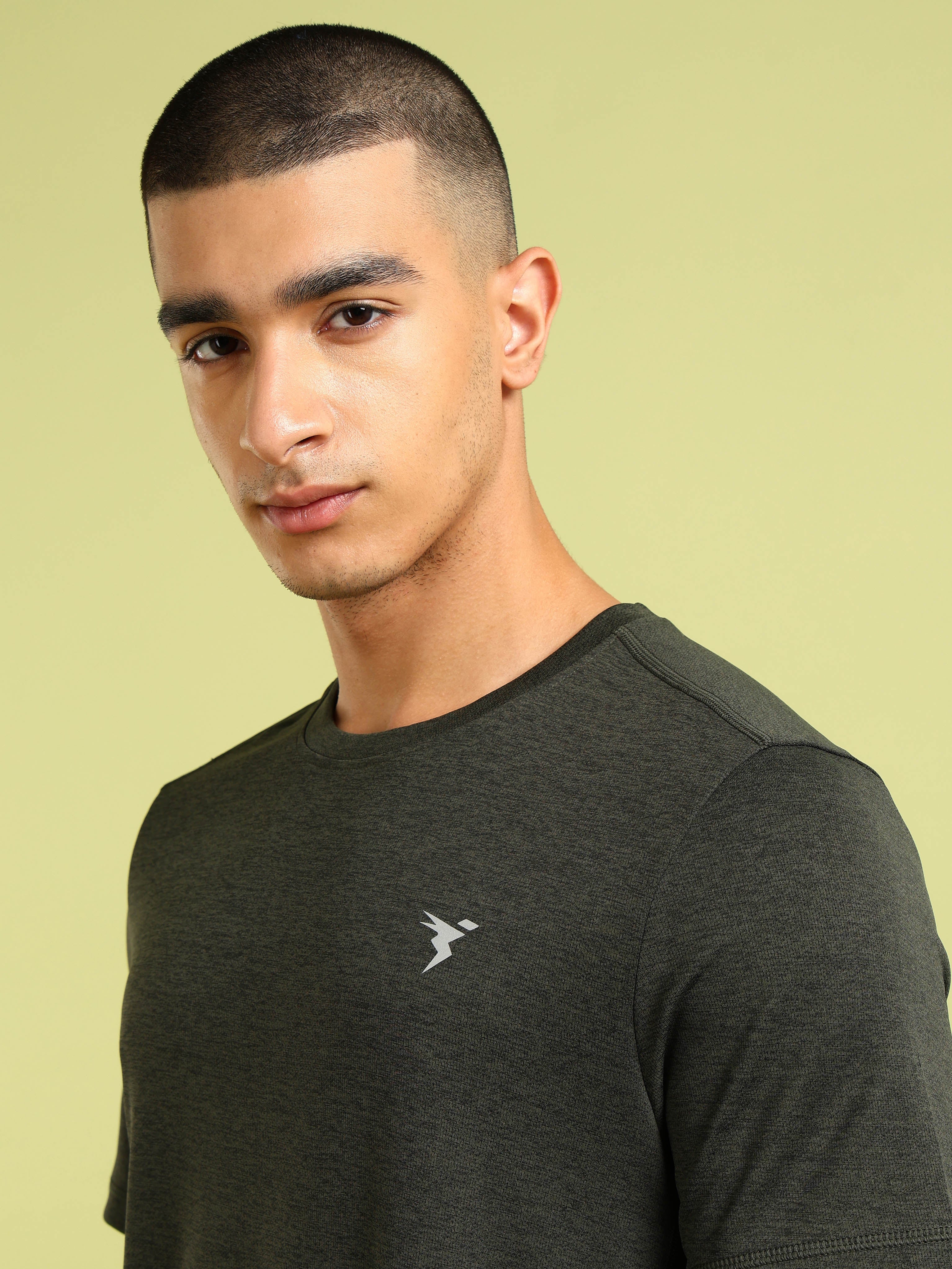 Men Solid Slim Fit Crew Neck T-shirt with DOUBLE COOL - Image 5