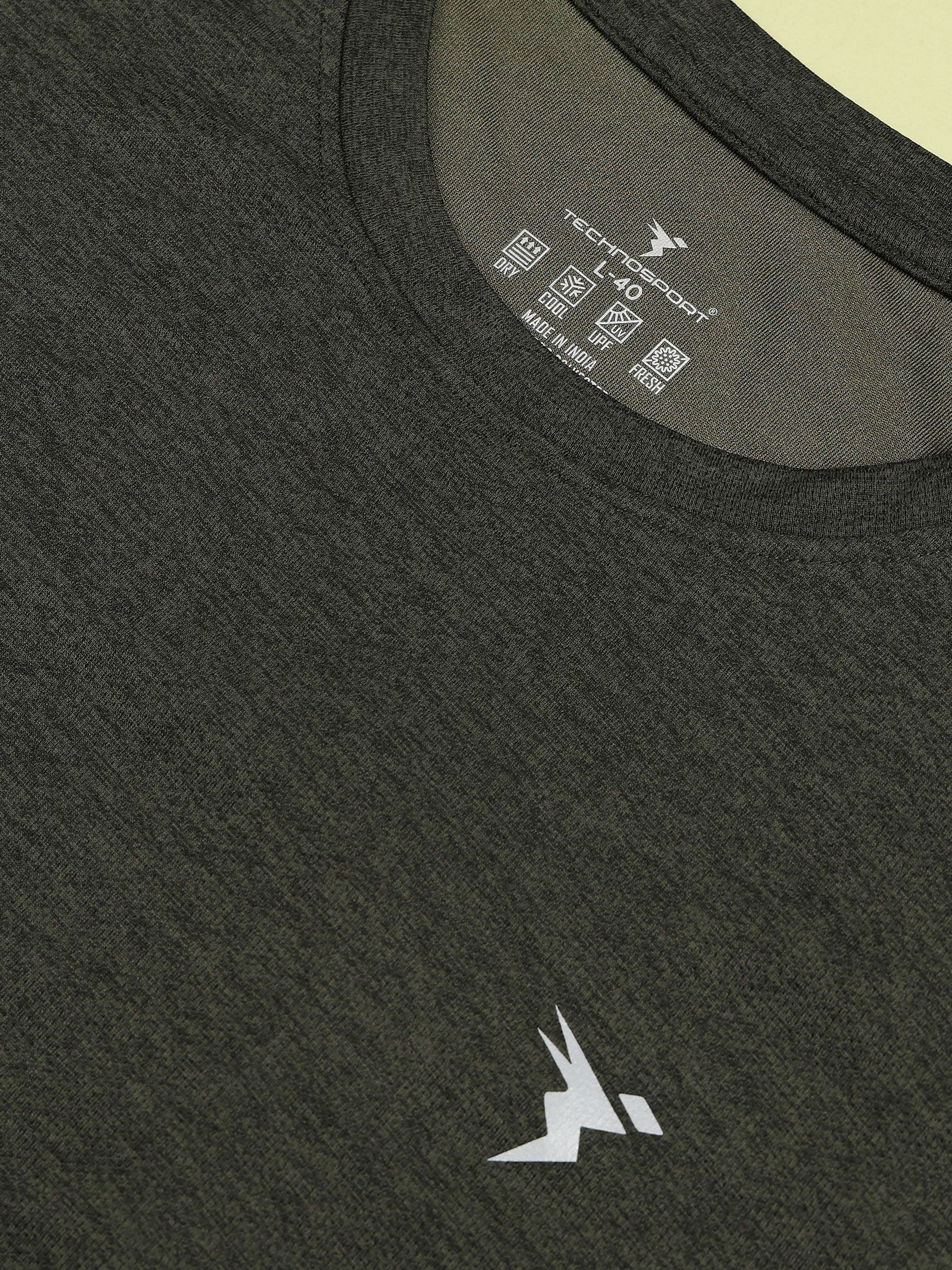 Men Solid Slim Fit Crew Neck T-shirt with DOUBLE COOL - Image 6