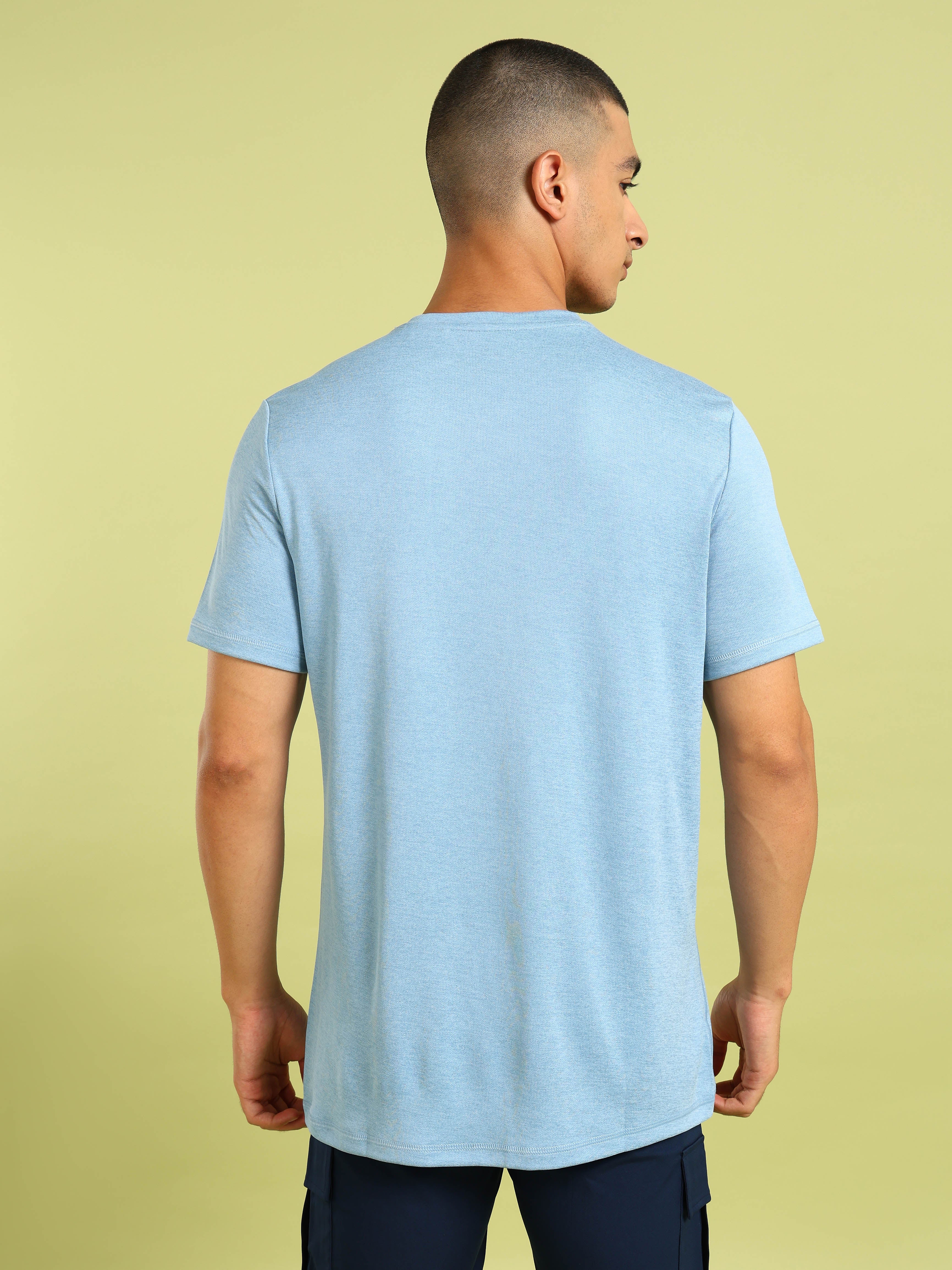 Men Solid Slim Fit Crew Neck T-shirt with DOUBLE COOL - Image 2