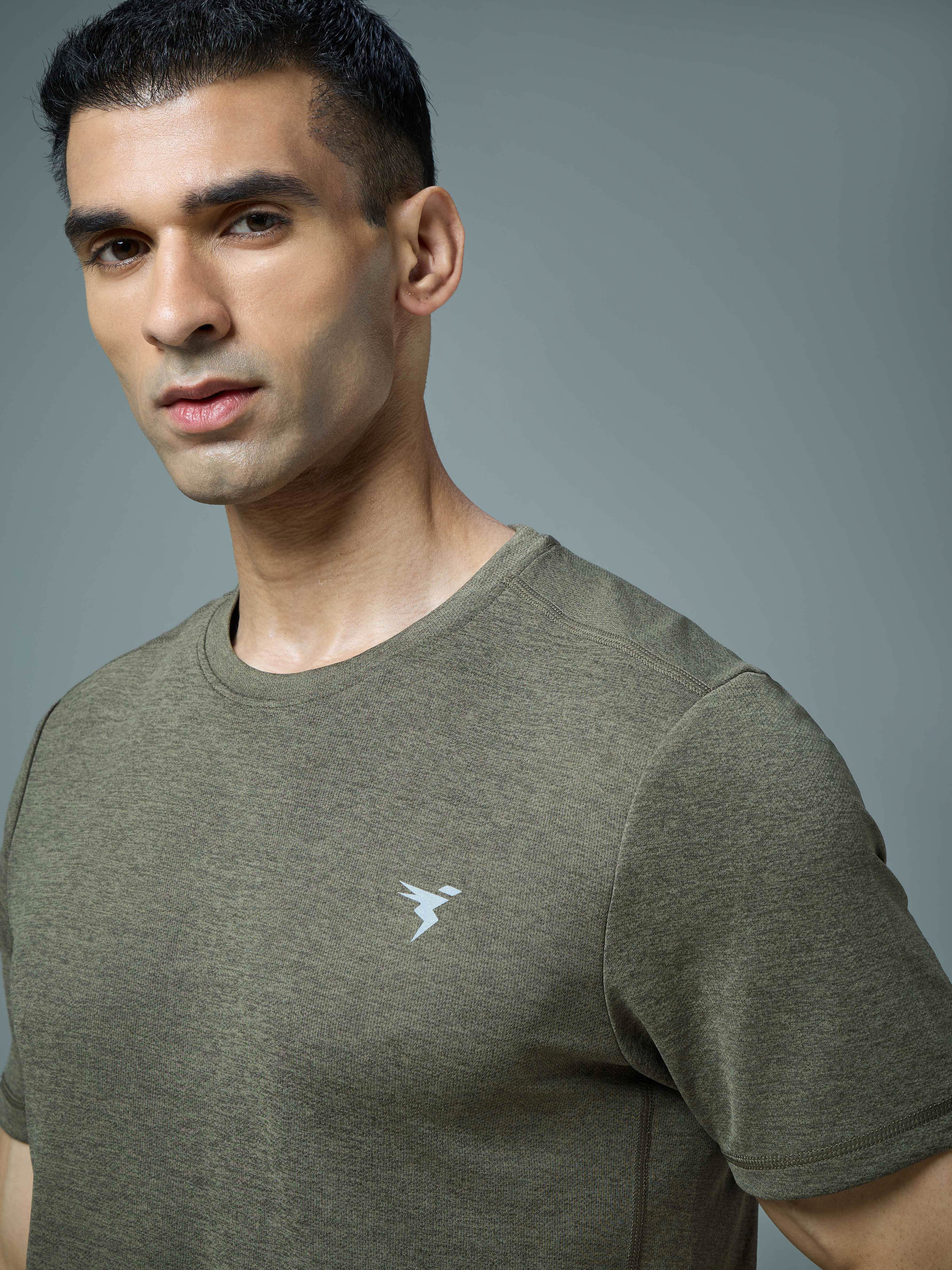 Men Solid Slim Fit Crew Neck T-shirt with DOUBLE COOL - Image 6