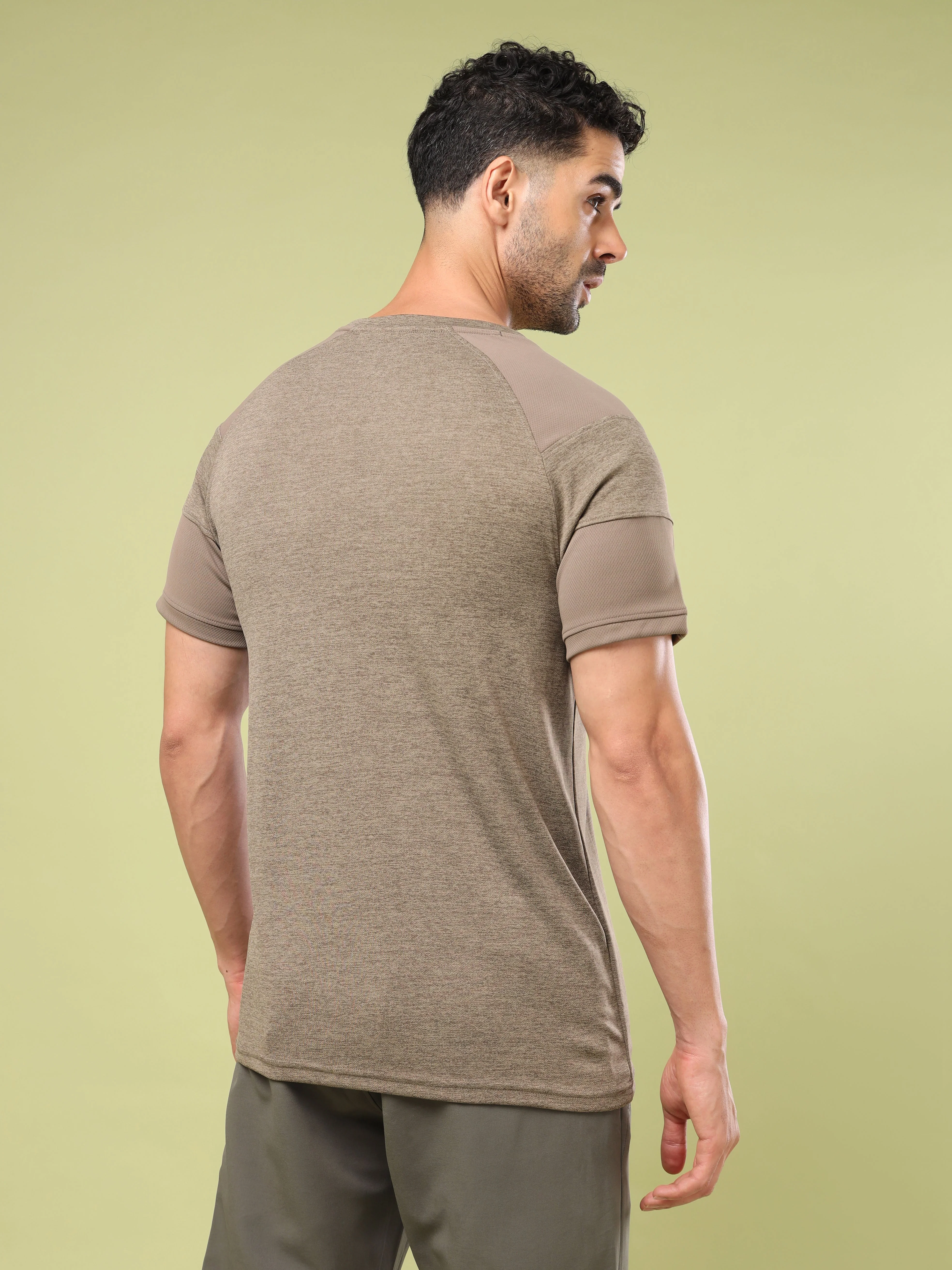 Men Solid Slim Fit Crew Neck T-shirt with DOUBLE COOL - Image 2