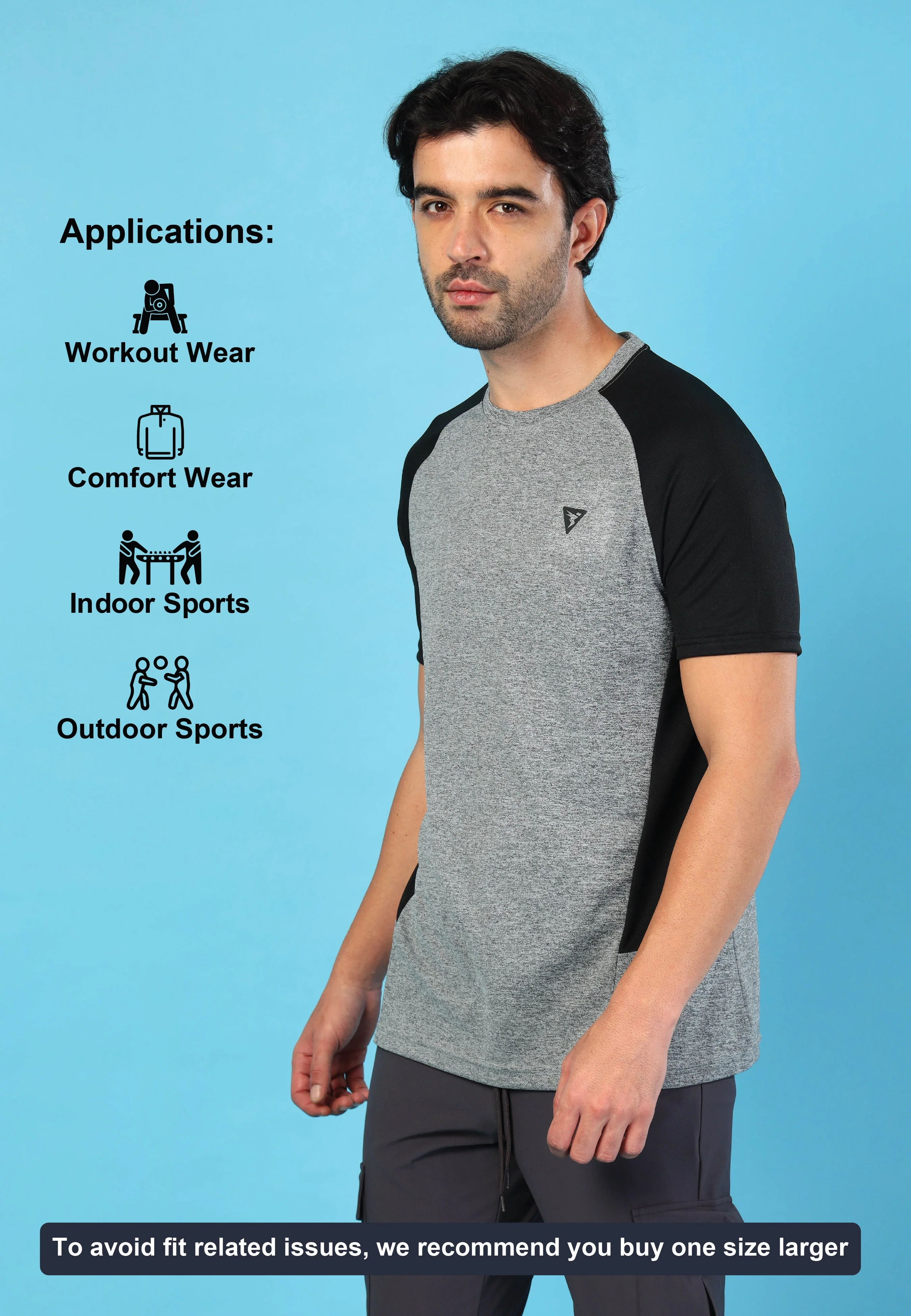 Men Solid Slim Fit Crew Neck T-shirt with DOUBLE COOL - Image 6