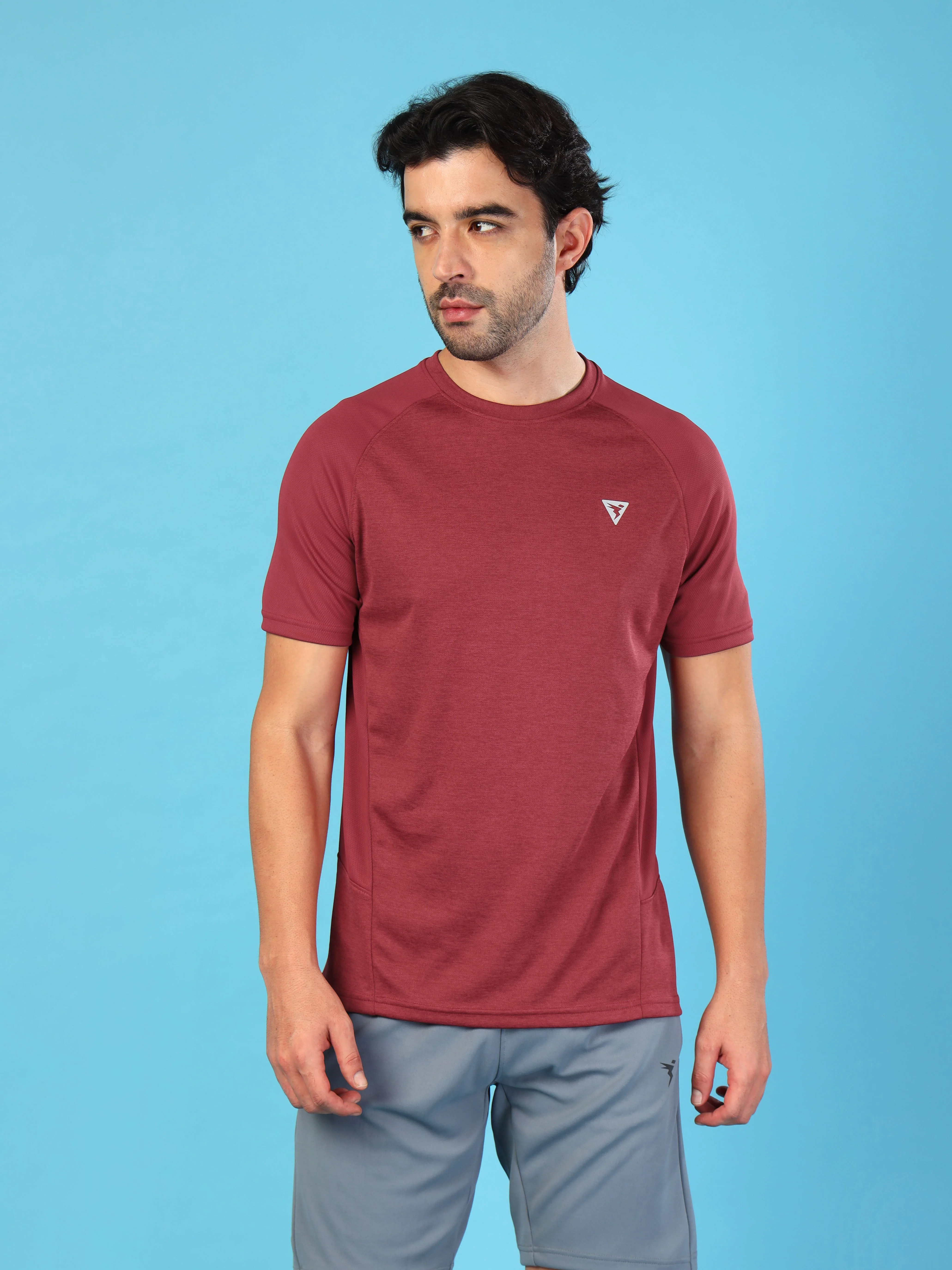 Men Solid Slim Fit Crew Neck T-shirt with DOUBLE COOL - Image 2