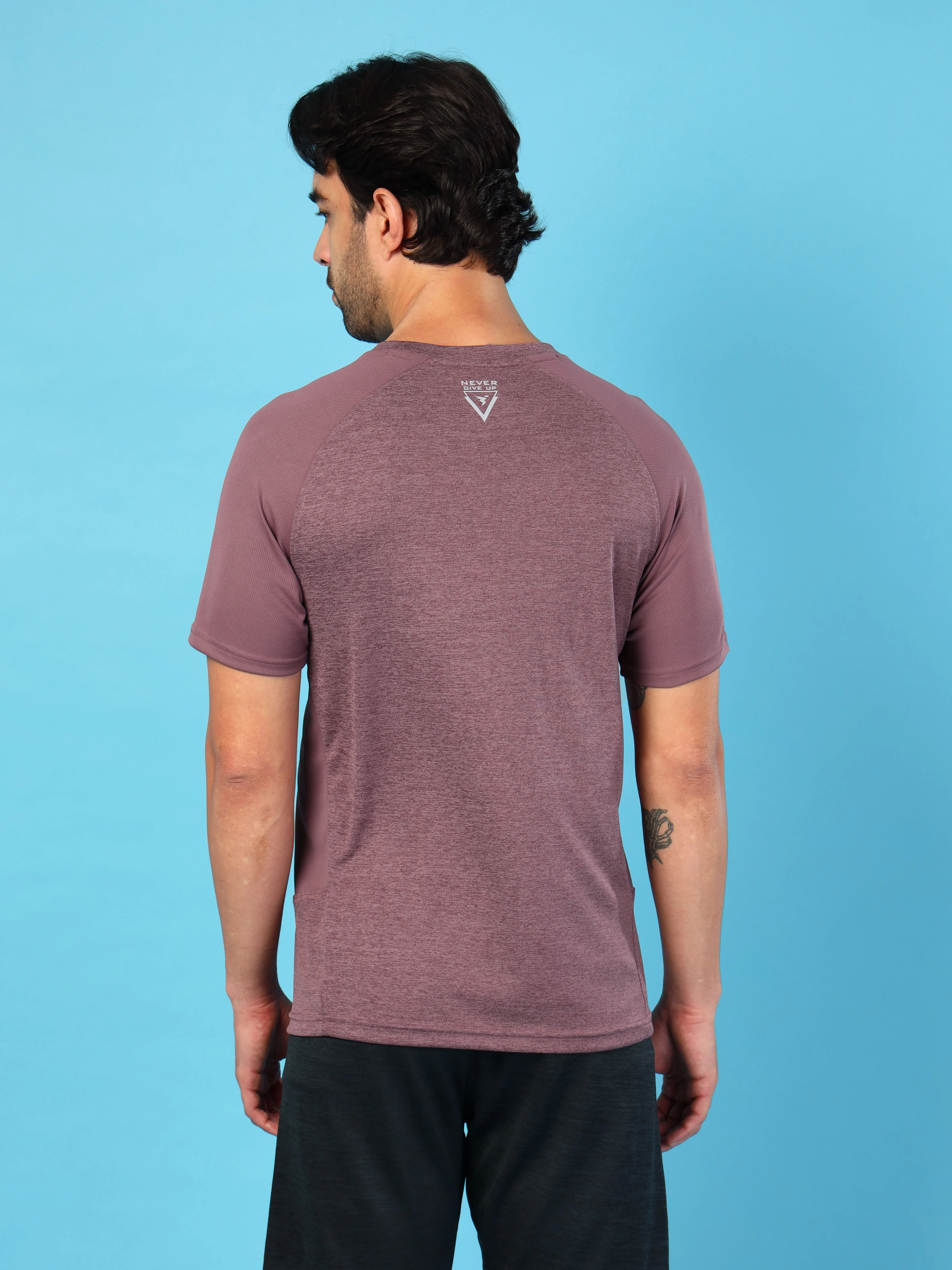 Men Solid Slim Fit Crew Neck T-shirt with DOUBLE COOL - Image 4