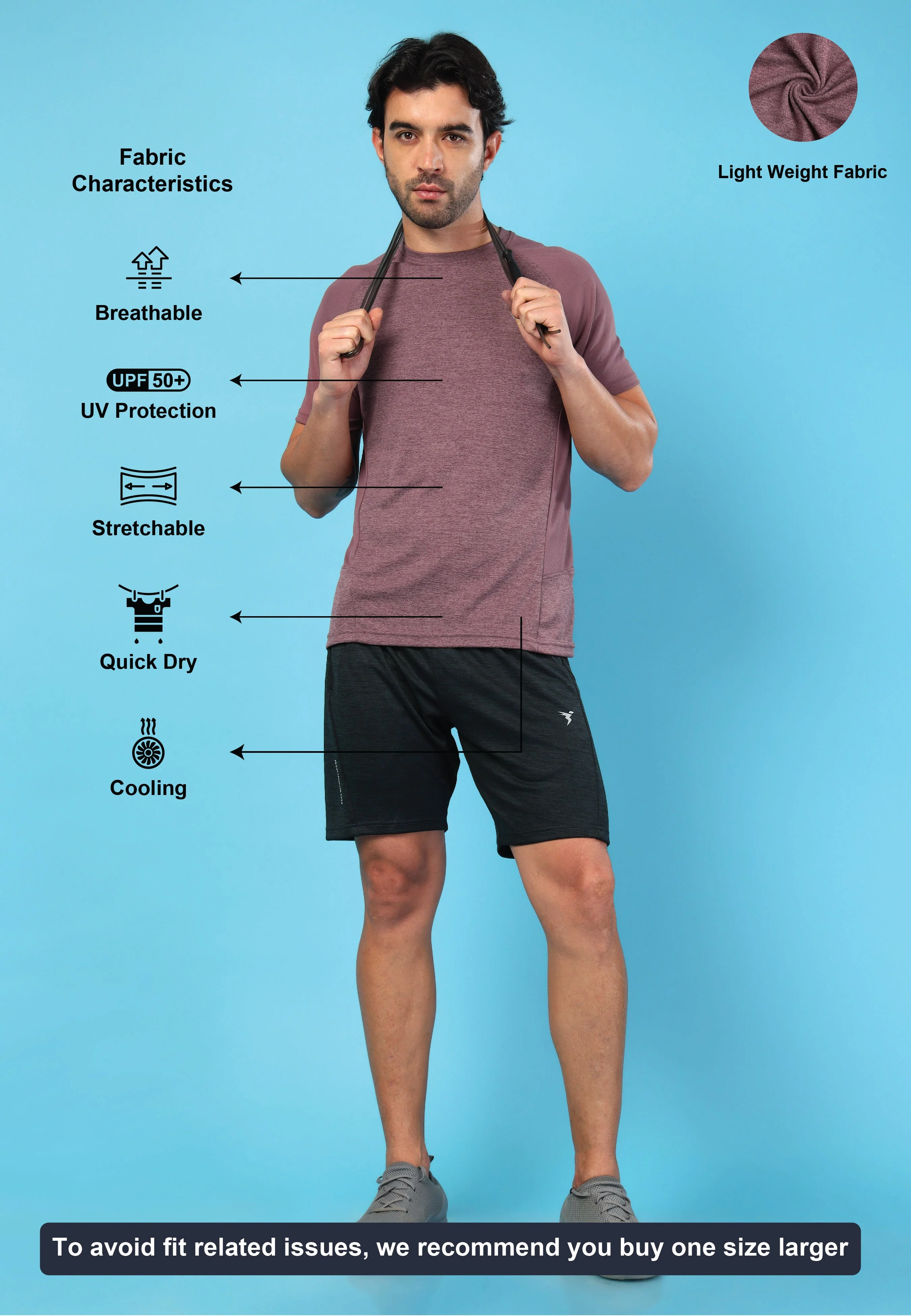 Men Solid Slim Fit Crew Neck T-shirt with DOUBLE COOL - Image 5