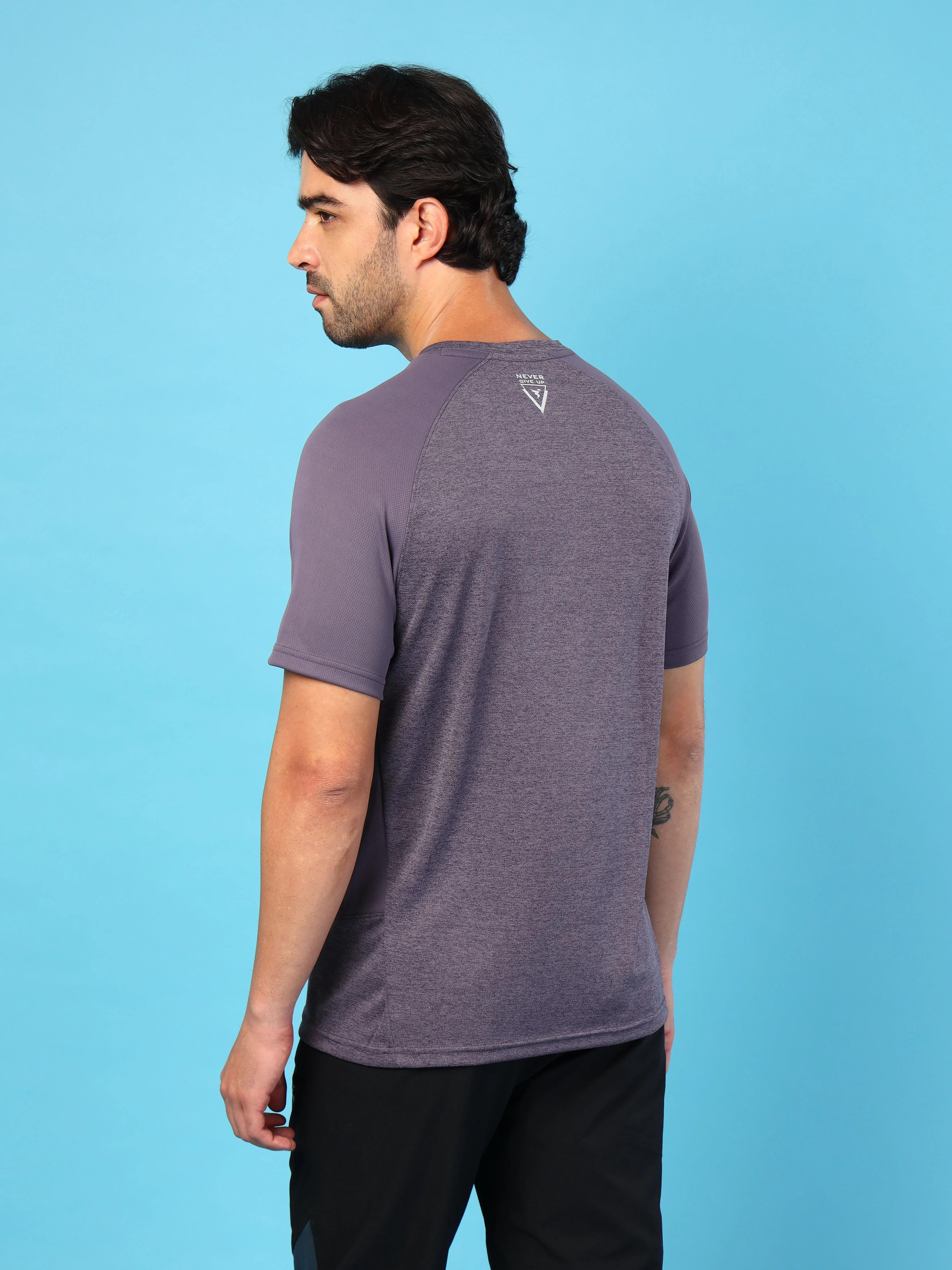 Men Solid Slim Fit Crew Neck T-shirt with DOUBLE COOL - Image 5