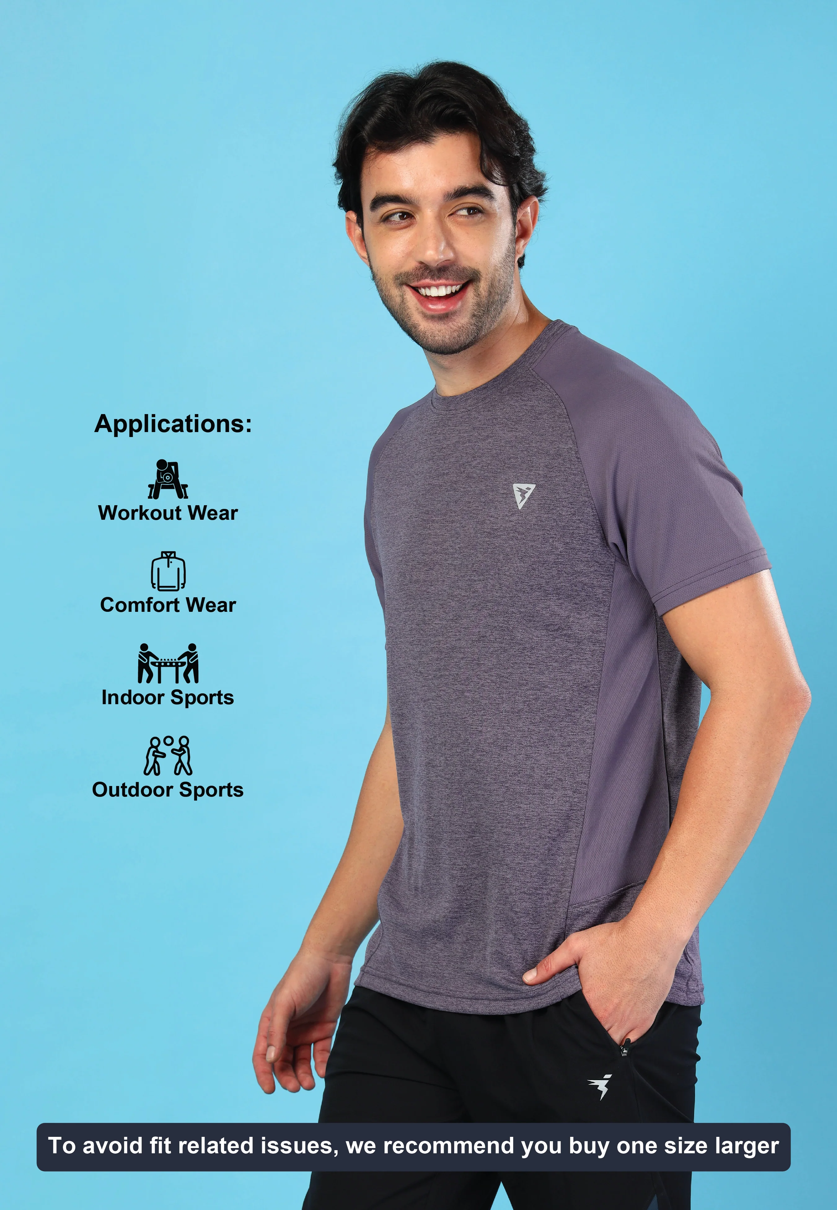 Men Solid Slim Fit Crew Neck T-shirt with DOUBLE COOL - Image 7