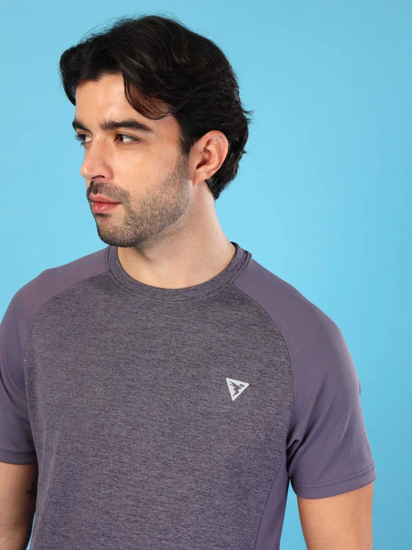 Men Solid Slim Fit Crew Neck T-shirt with DOUBLE COOL - Image 9
