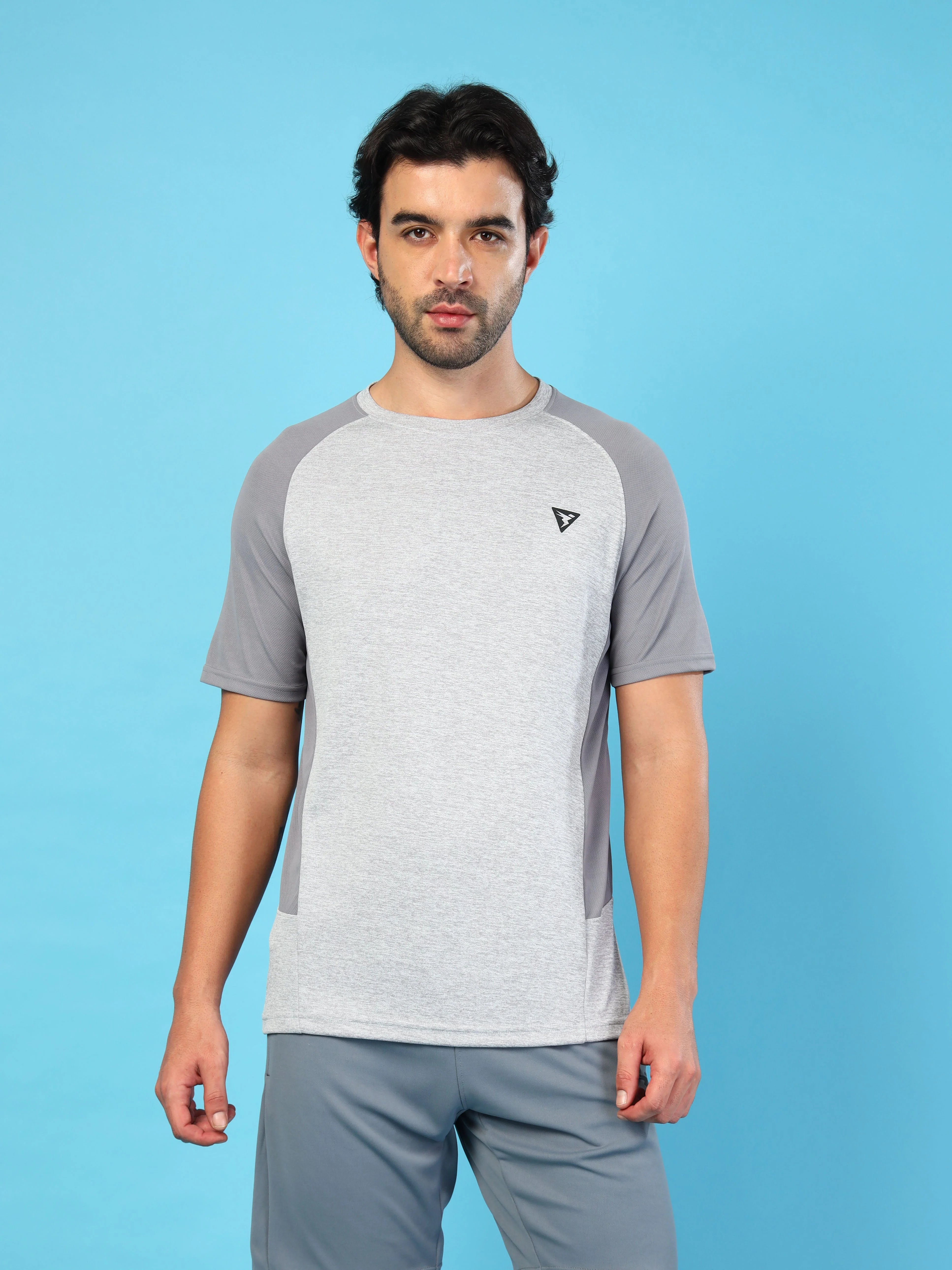 Men Solid Slim Fit Crew Neck T-shirt with DOUBLE COOL - Image 3